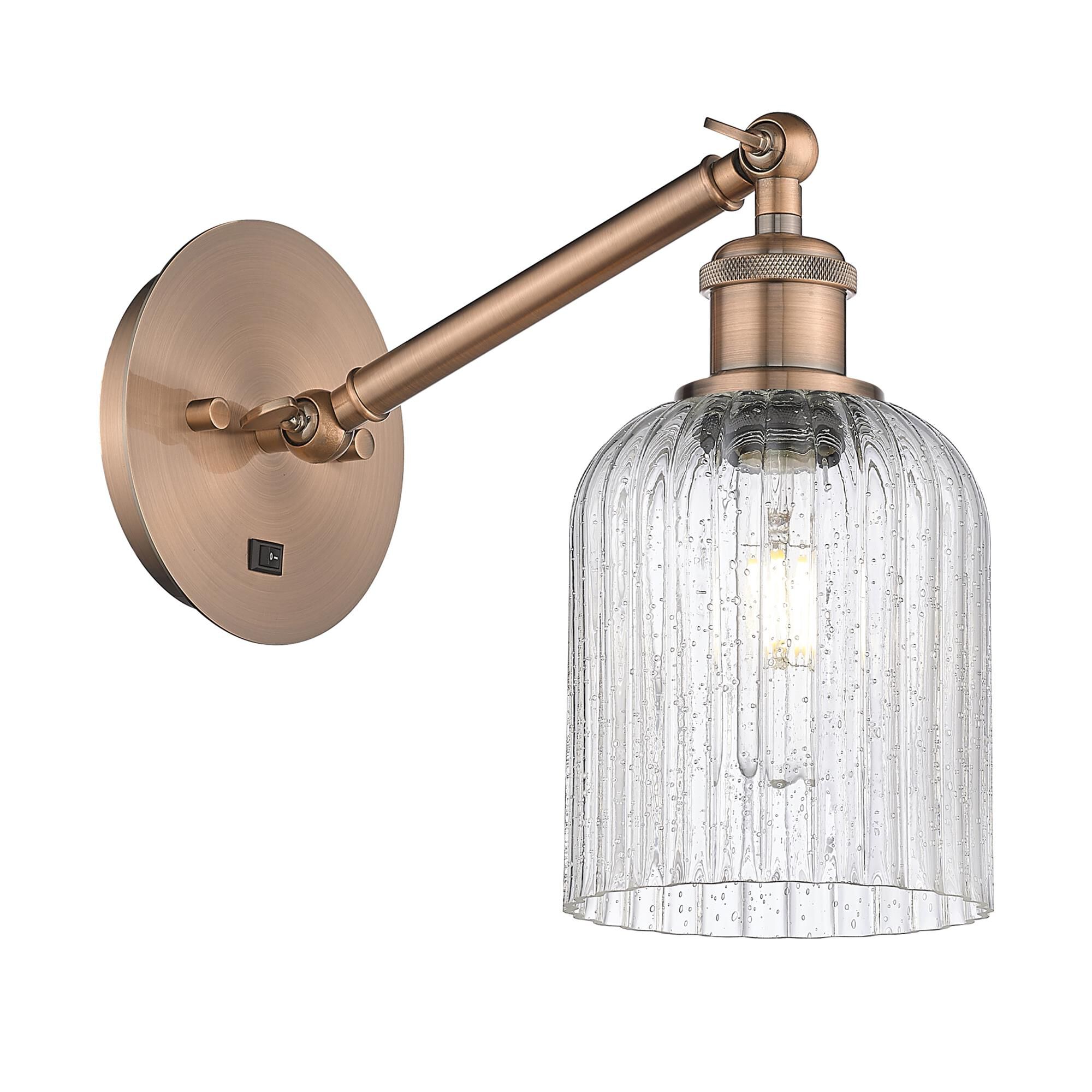 Shown in Antique Copper finish and Seedy shade