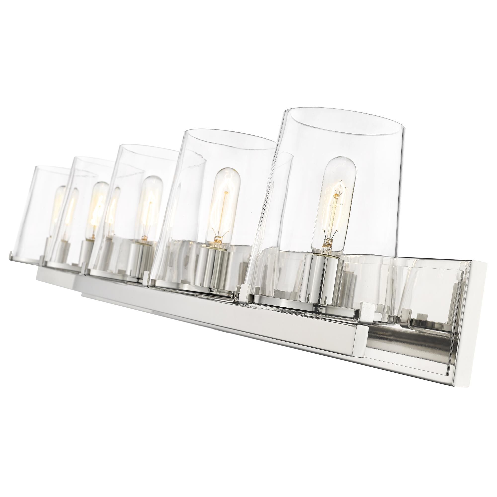 Shown in Polished Nickel finish and Glass shade