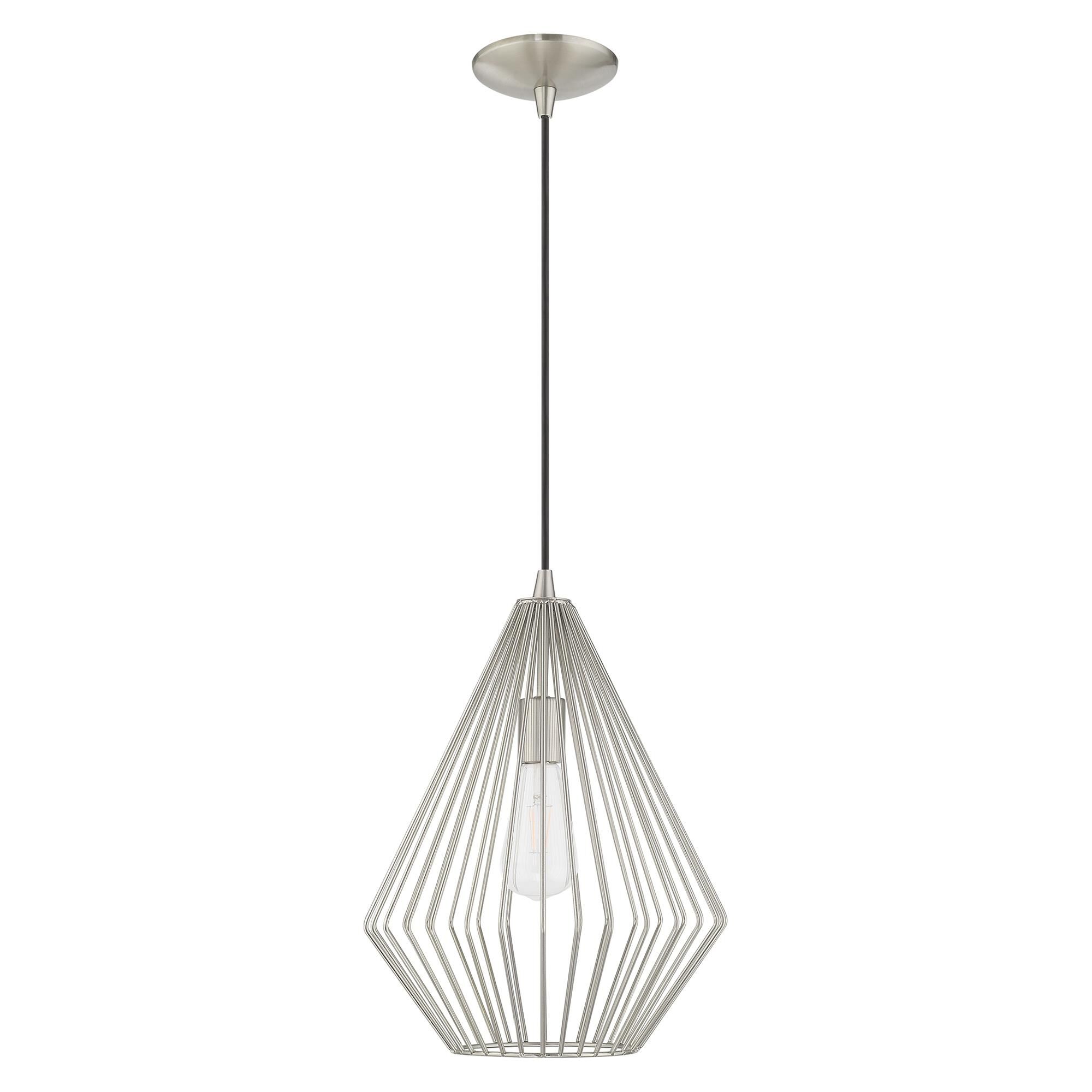 Shown in Brushed Nickel finish and Brushed Nickel Geometric Metal shade