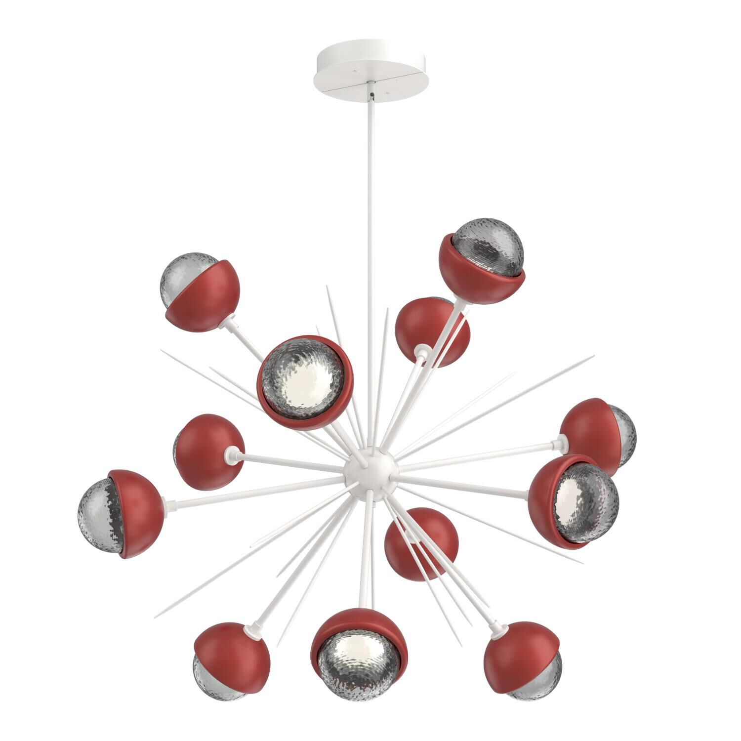 Shown in Salt White finish and Smoke glass and Cinnamon Red accent