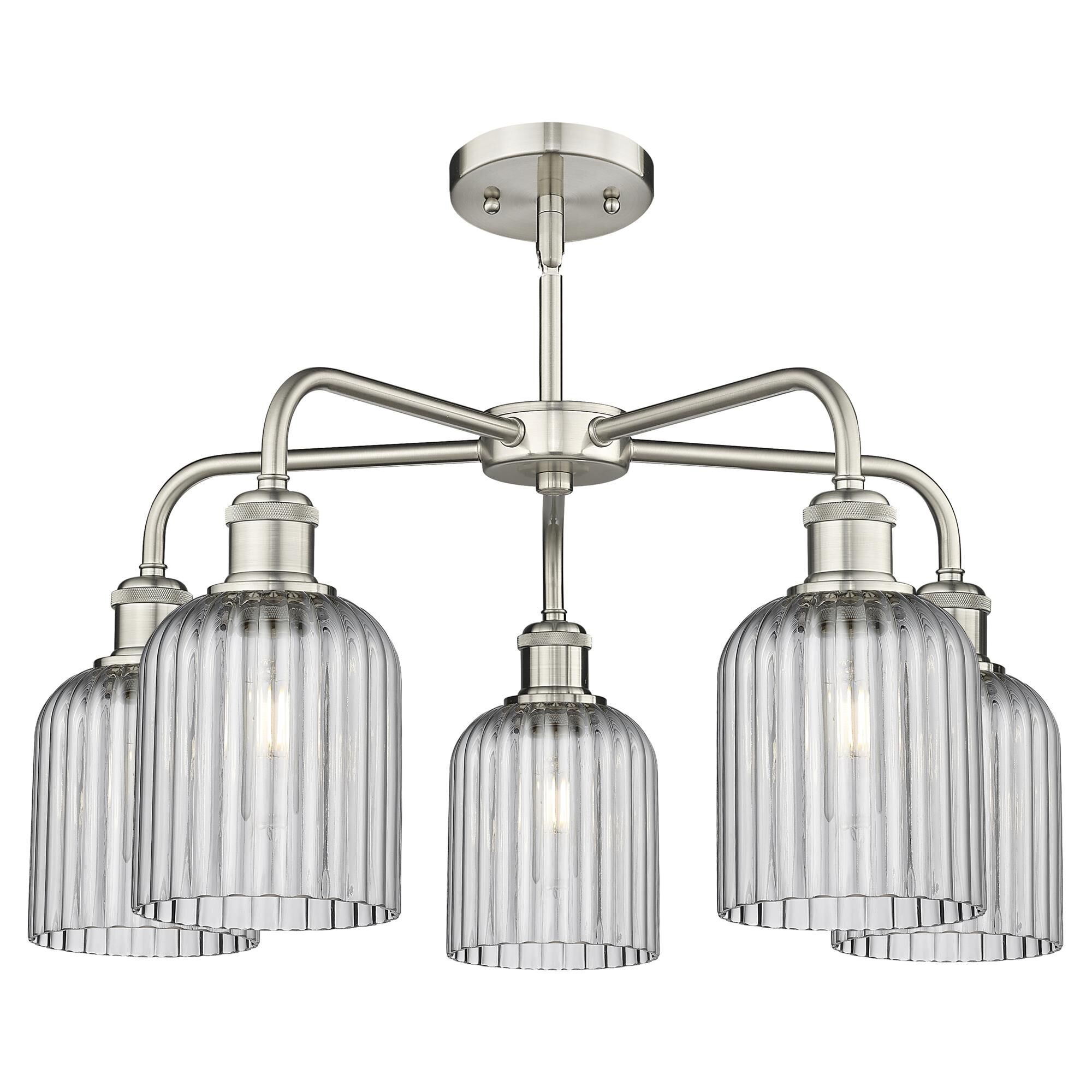 Shown in Satin Nickel finish and Light Smoke shade