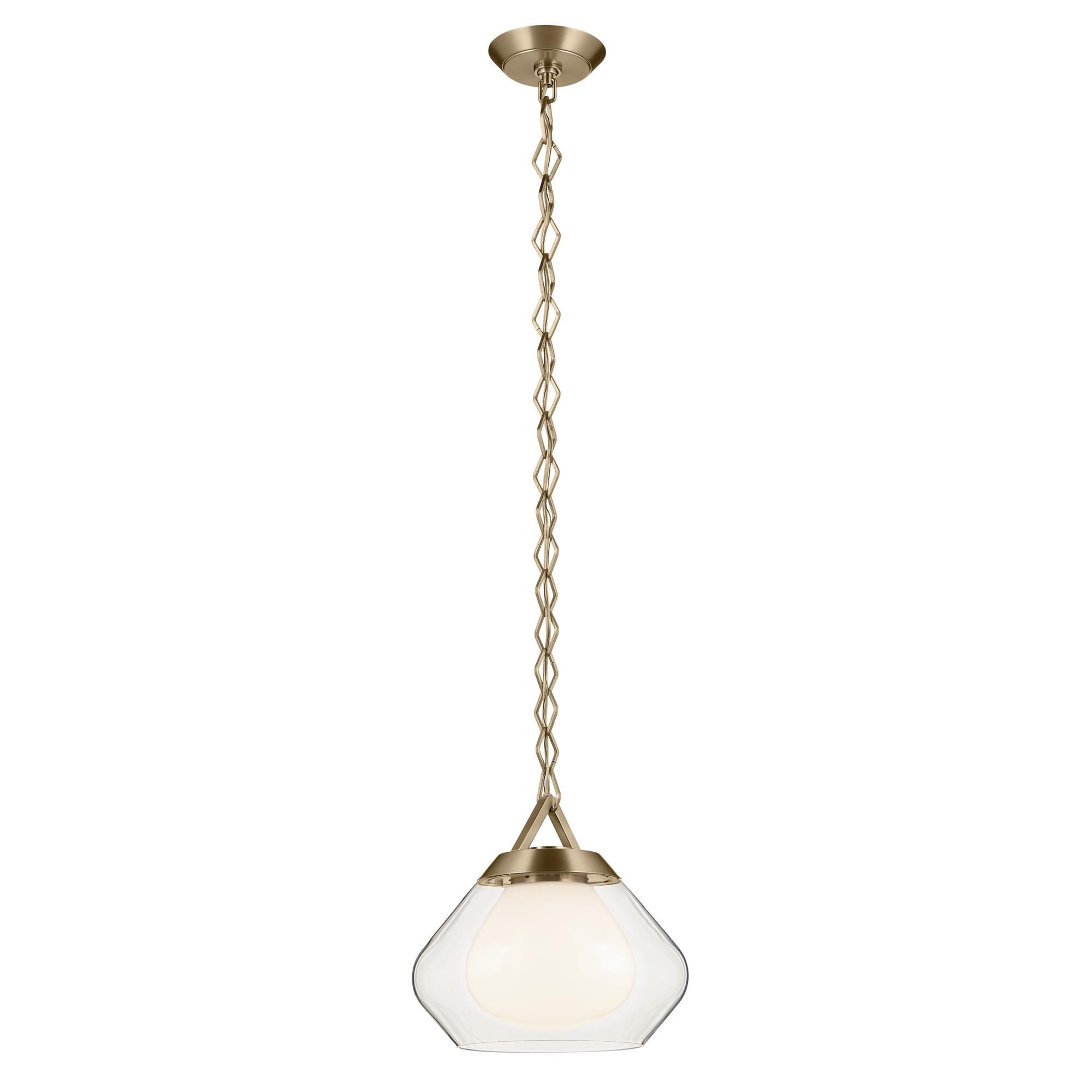 Shown in Champagne Bronze finish and Clear Outer Glass with Opal Interior glass