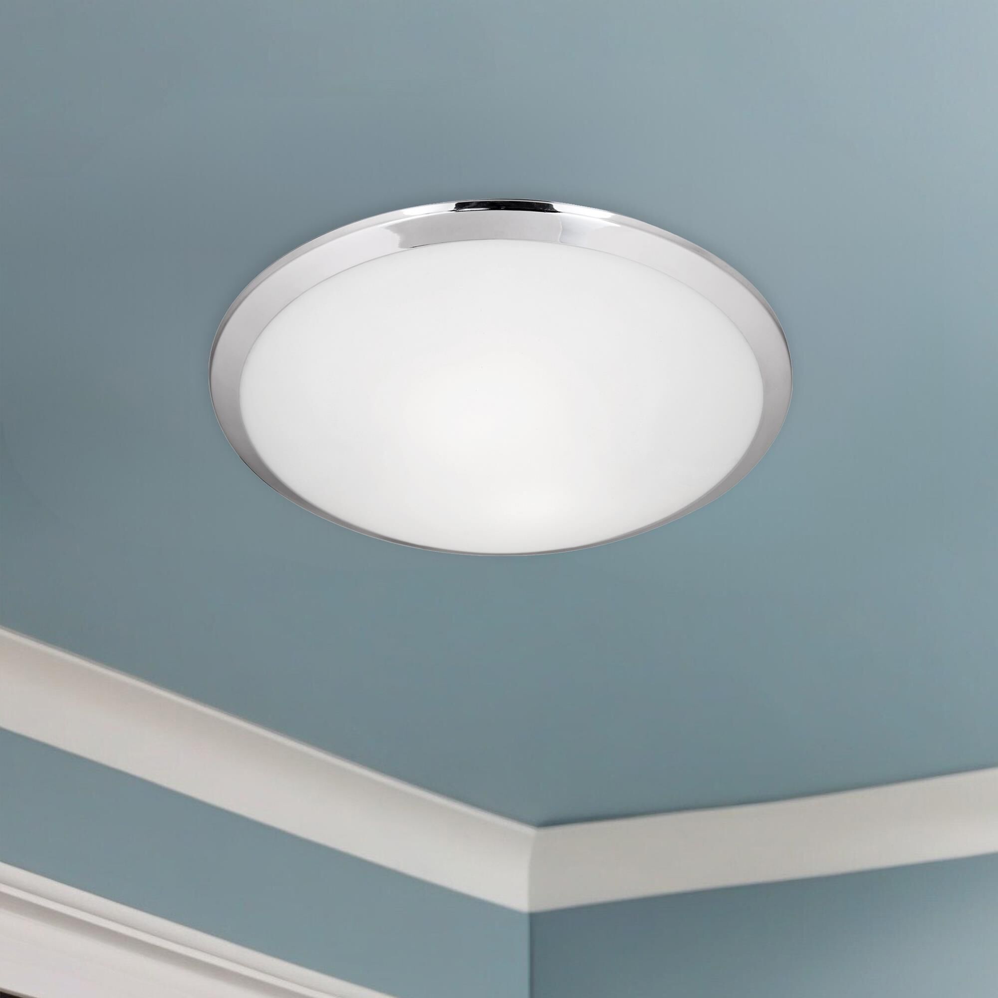 Shown in Chrome finish and White Opal glass