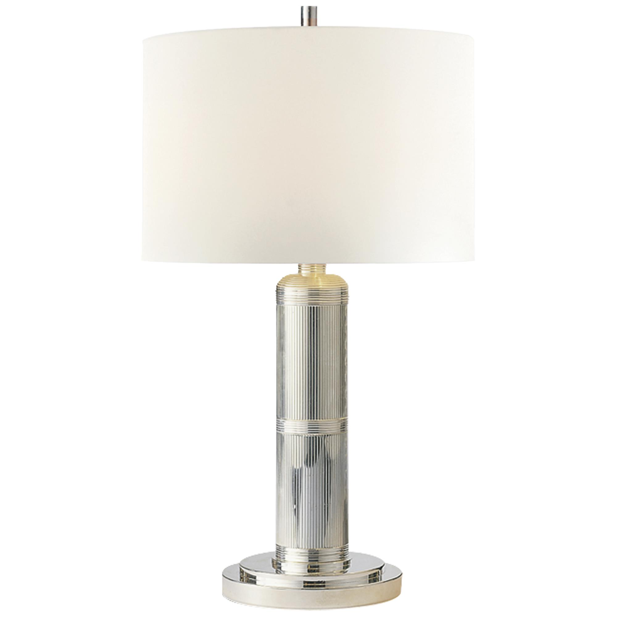 Shown in Polished Nickel finish and Linen shade