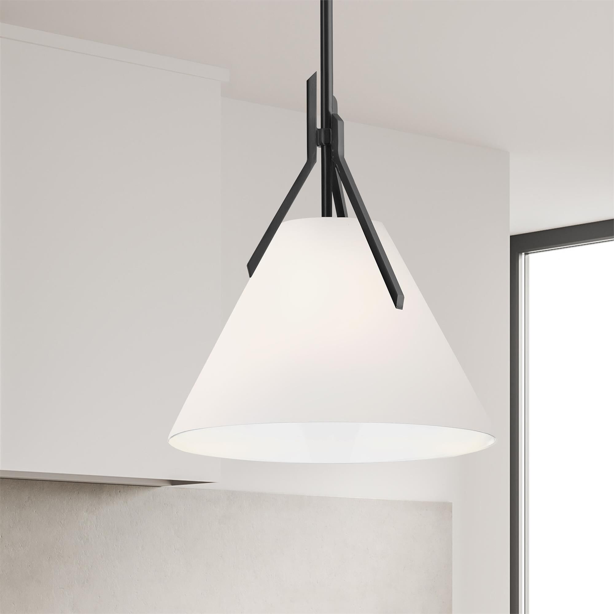 Shown in Matte Black finish and White Metal Cone shade