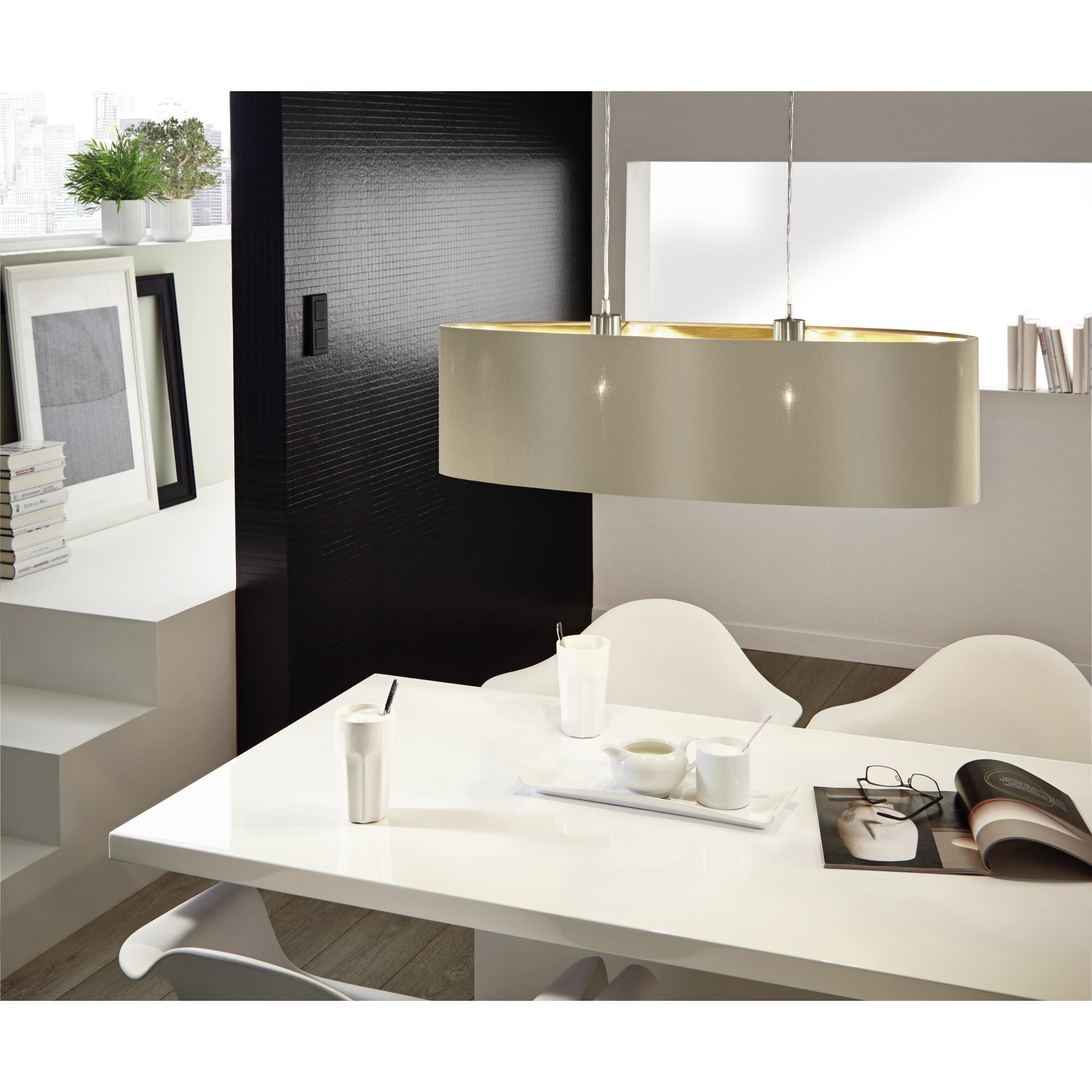 Shown in Matte Nickel finish and Oval shade