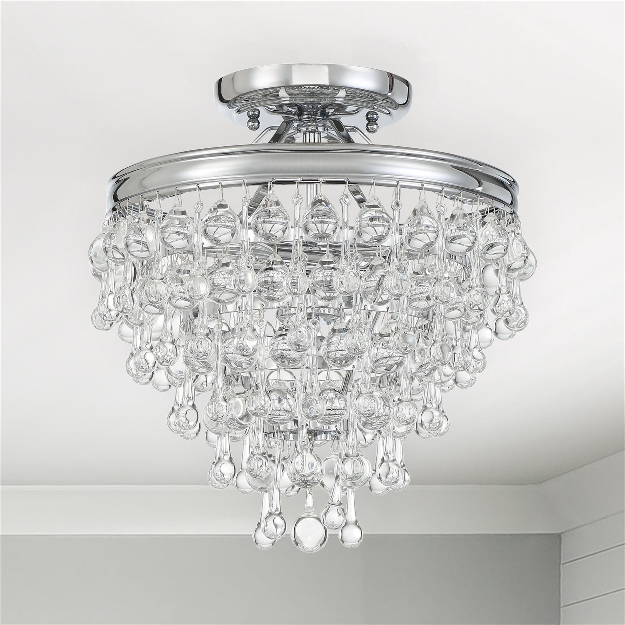 Shown in Polished Chrome finish and Clear Glass Drops crystal