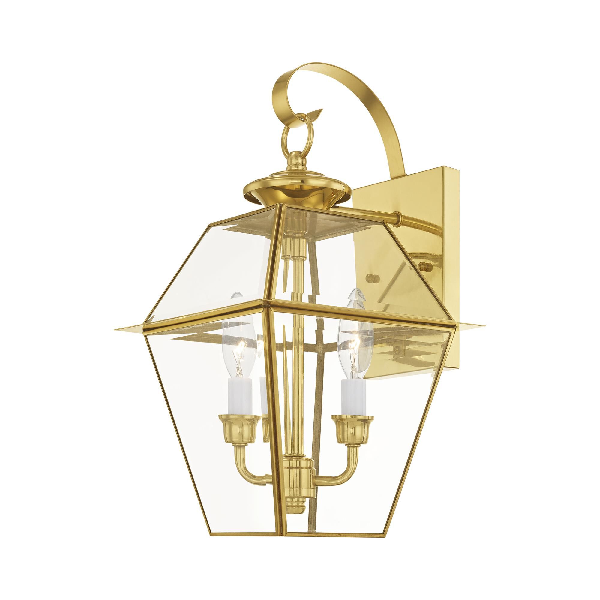 Shown in Polished Brass finish and Clear Beveled glass