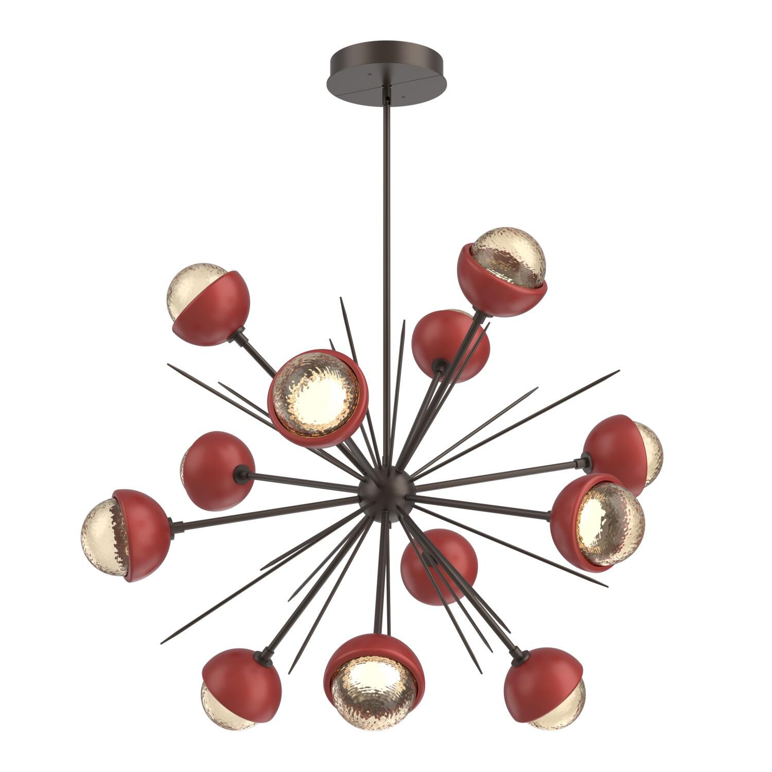 Shown in Flat Bronze finish and Amber glass and Cinnamon Red accent