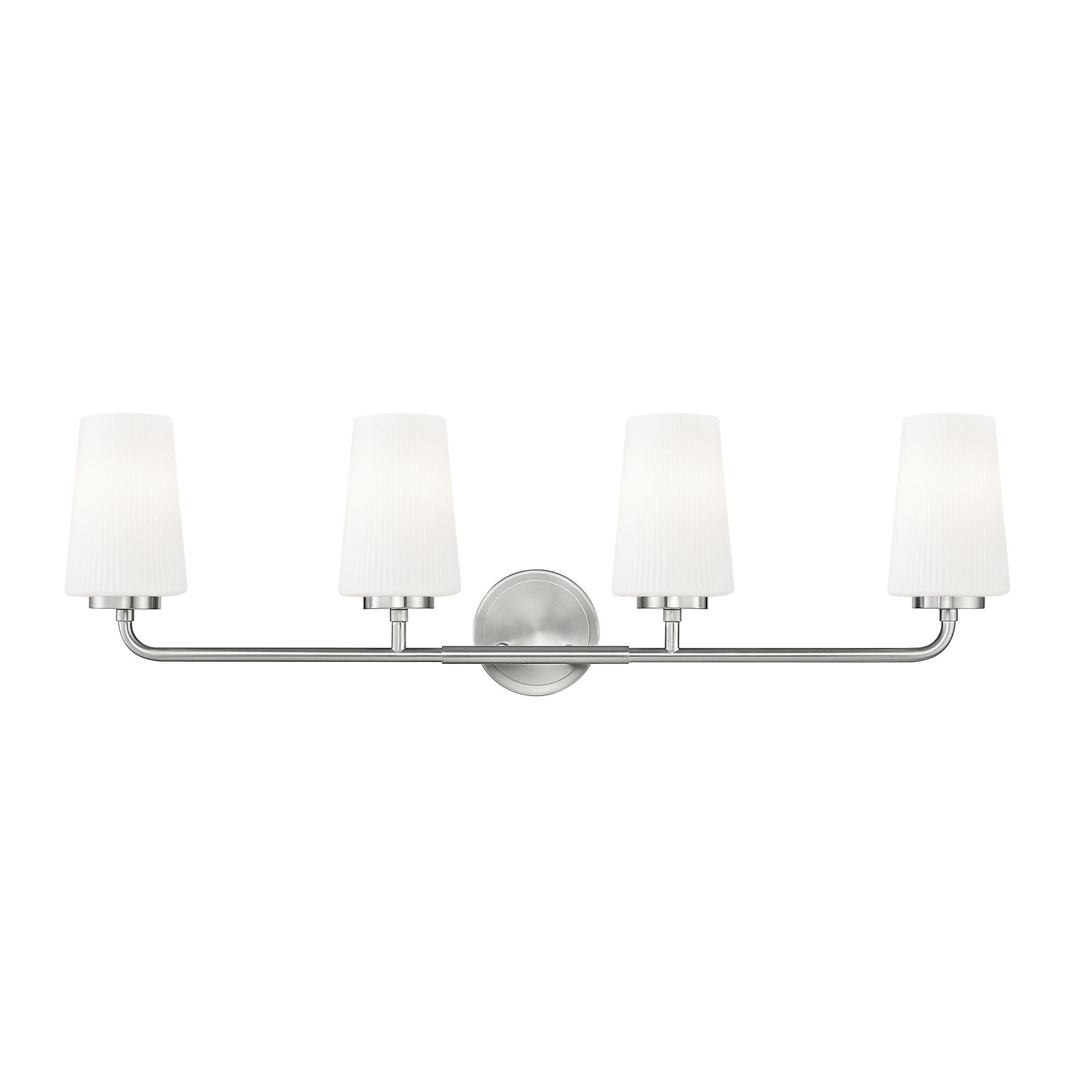 Shown in Brushed Nickel finish and Matte Opal glass and Matte Opal shade
