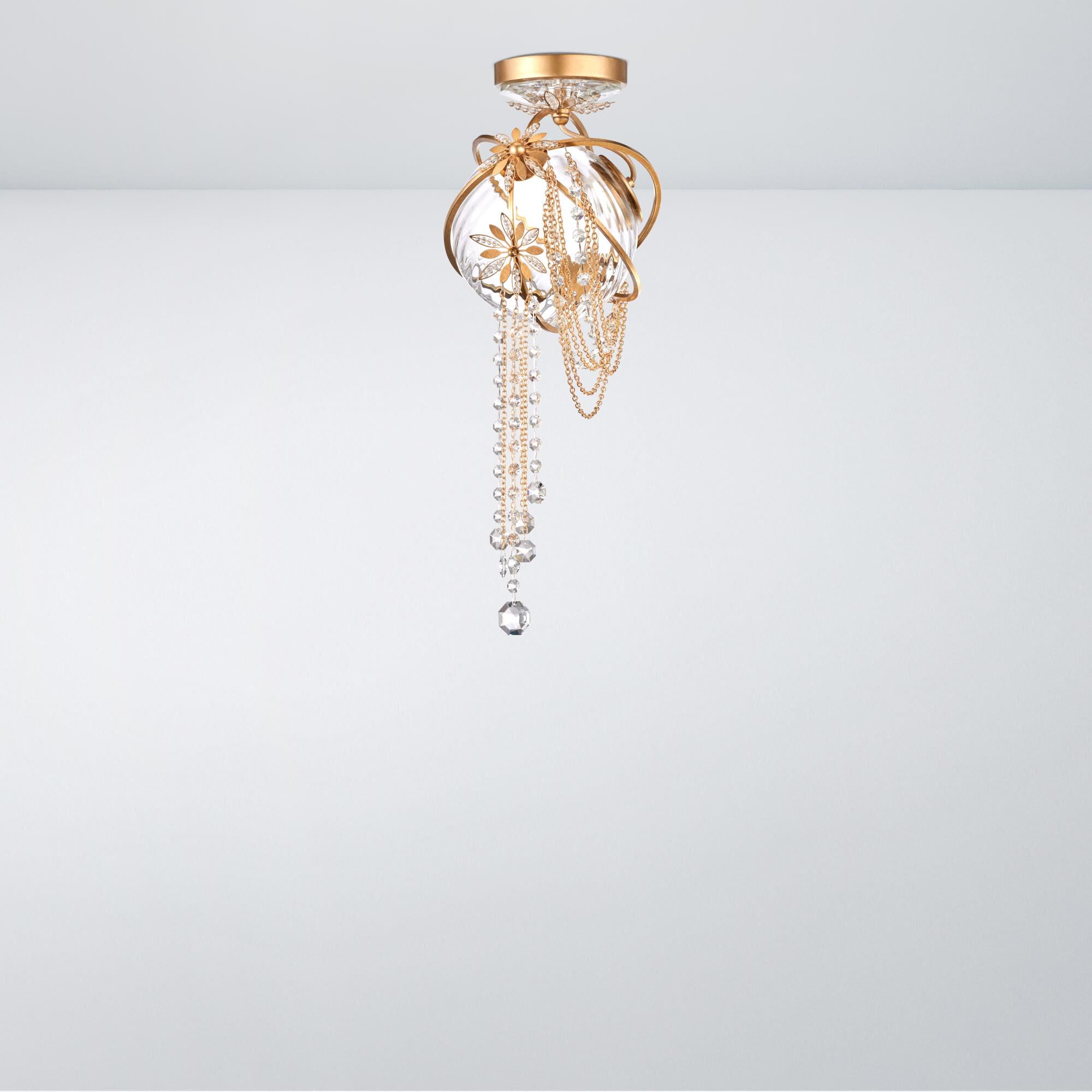 Shown in Heirloom Gold finish and Radiance crystal and Crystal glass