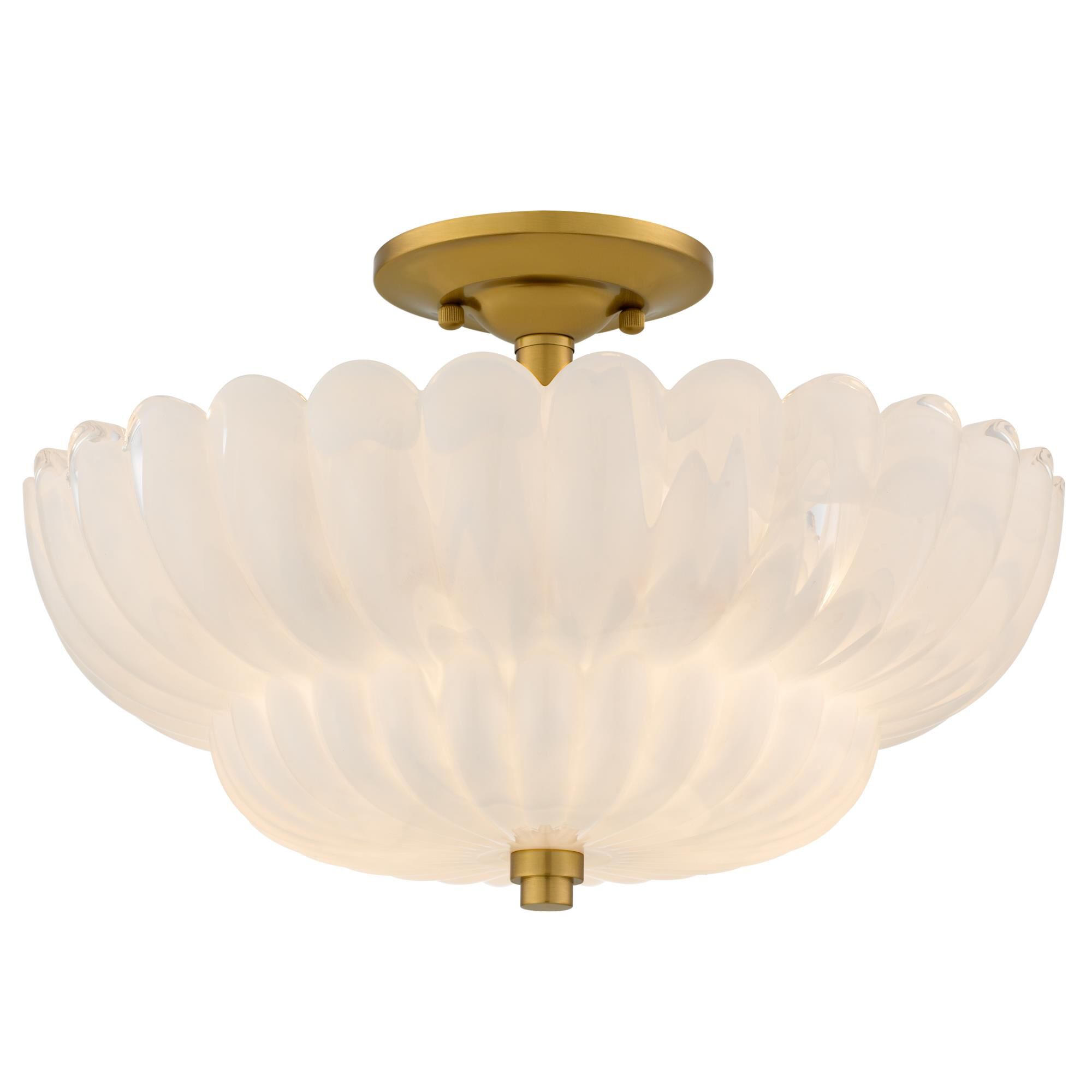 Shown in Brushed Gold finish and Alabaster Glass shade
