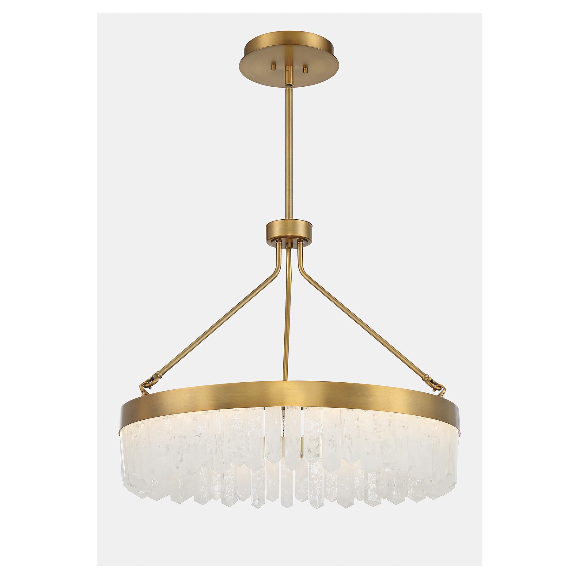 Shown in Warm Brass finish and Natural Calcite Elements glass