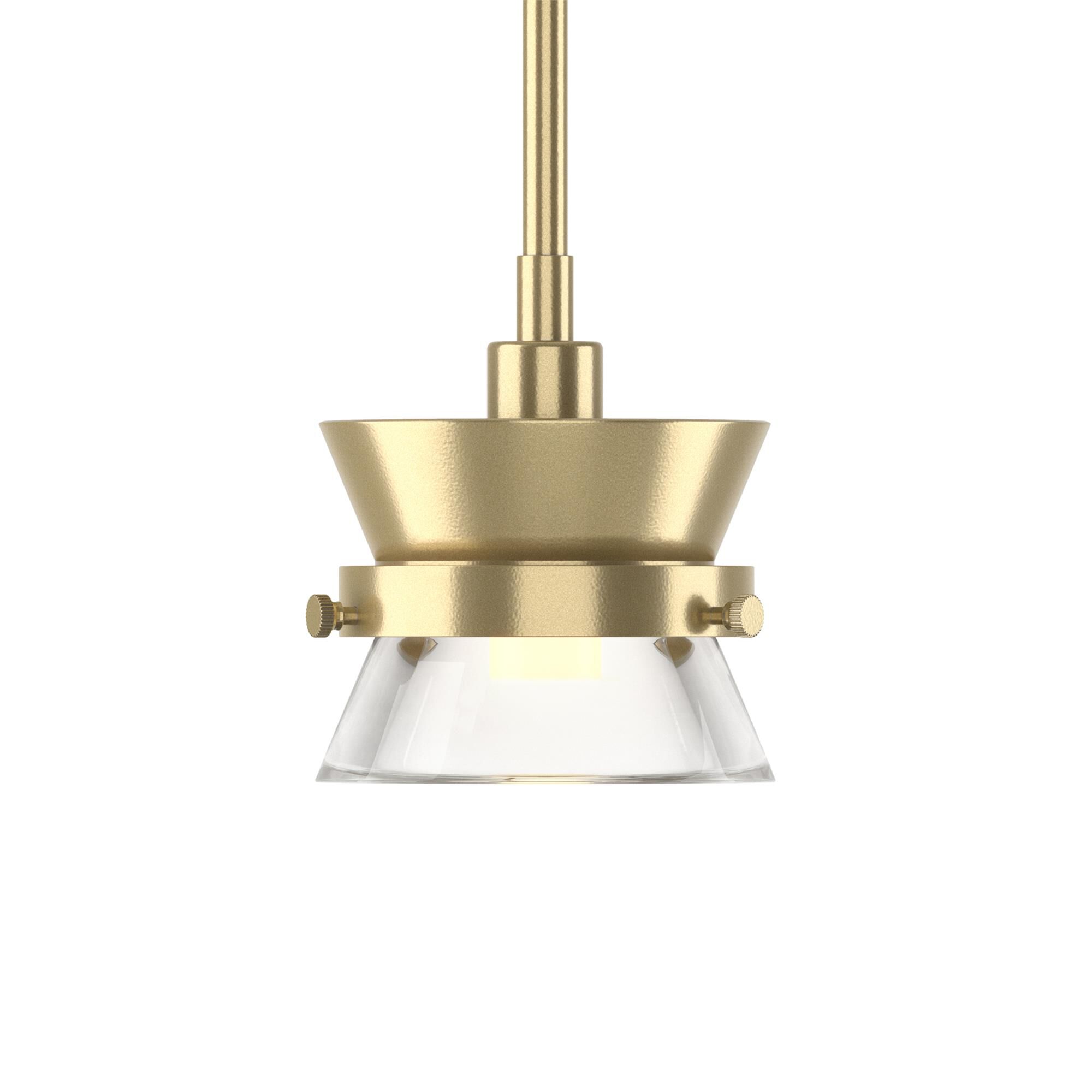 Shown in Modern Brass finish and Clear glass