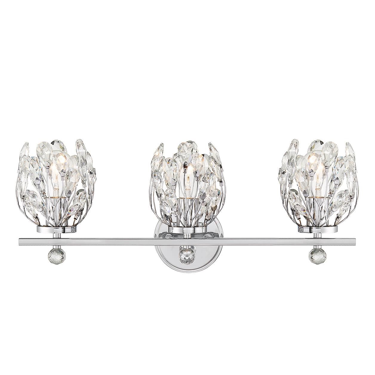Shown in Chrome finish and Clear crystal and Crystal shade
