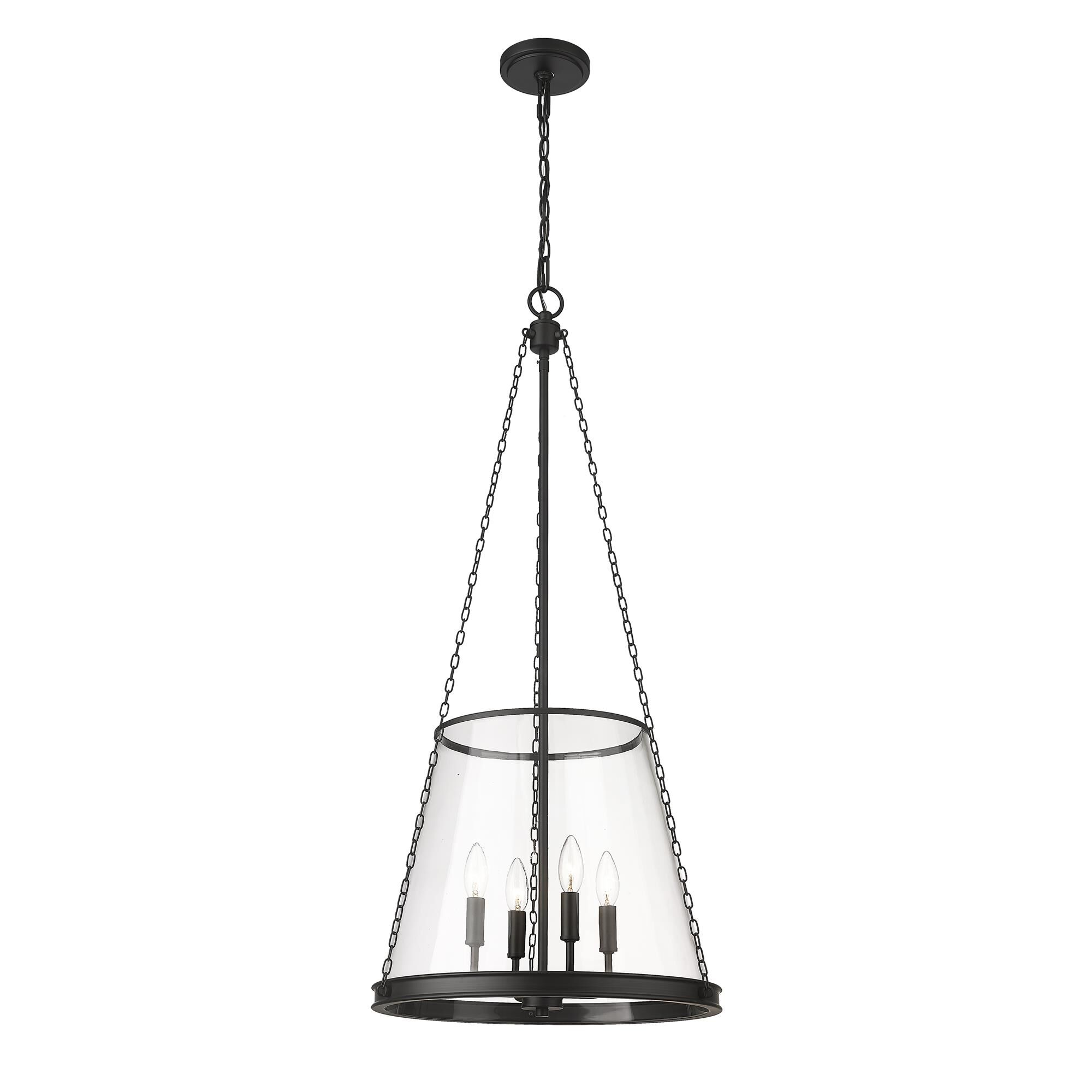 Shown in Matte Black finish and Clear glass