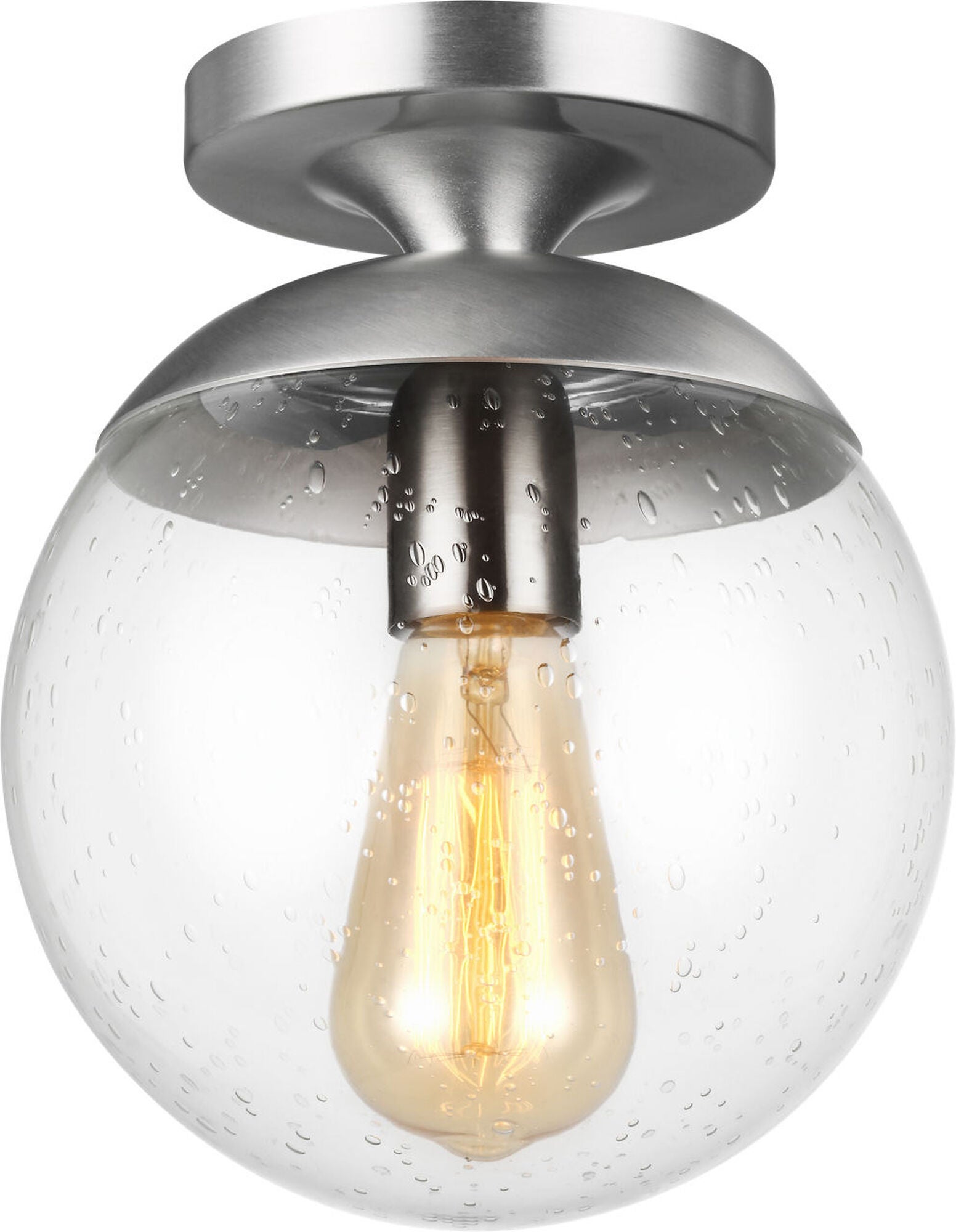 Shown in Satin Aluminum finish and Clear Seeded glass