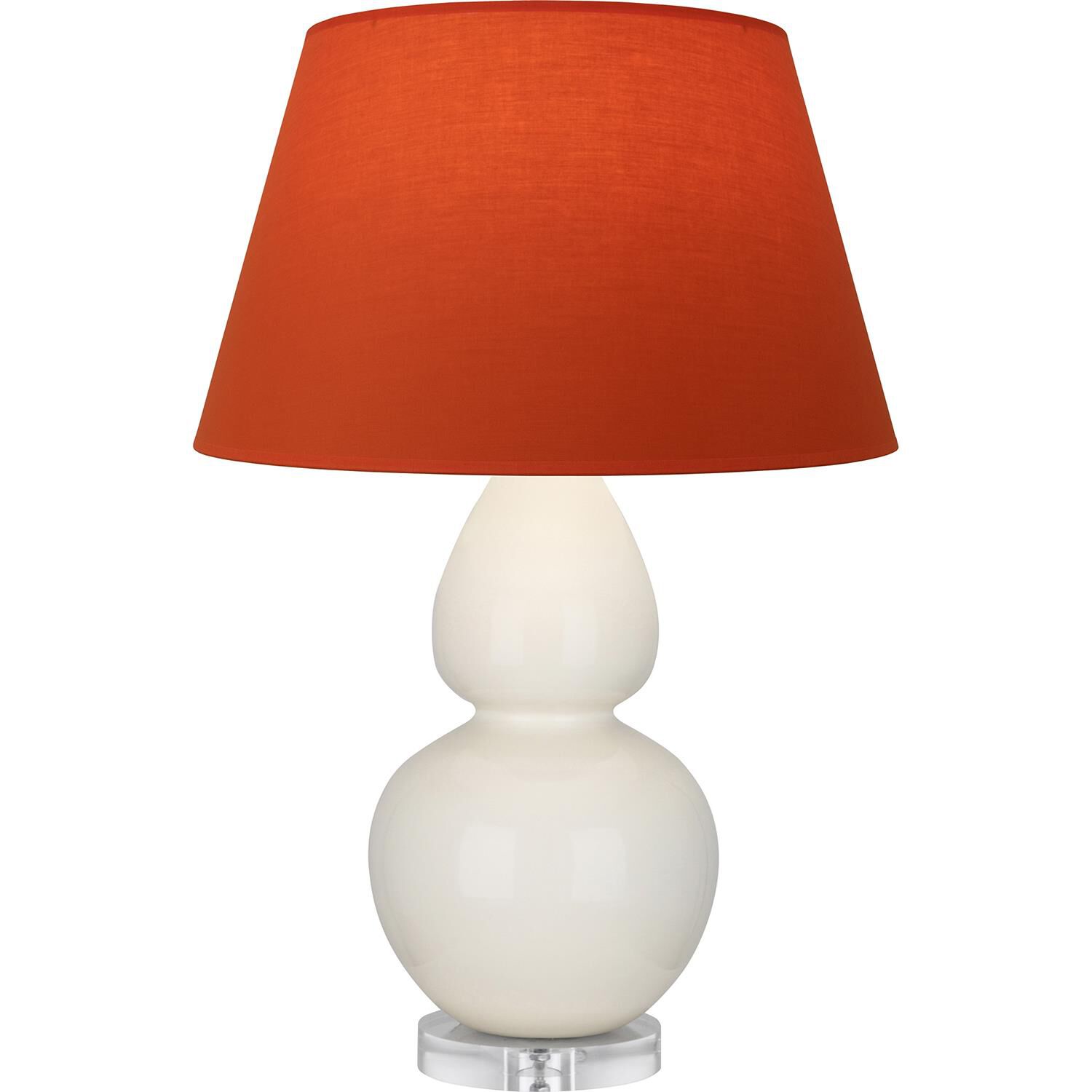 Shown in Bone finish and Tangerine and Taupe Lining shade and Lucite accent