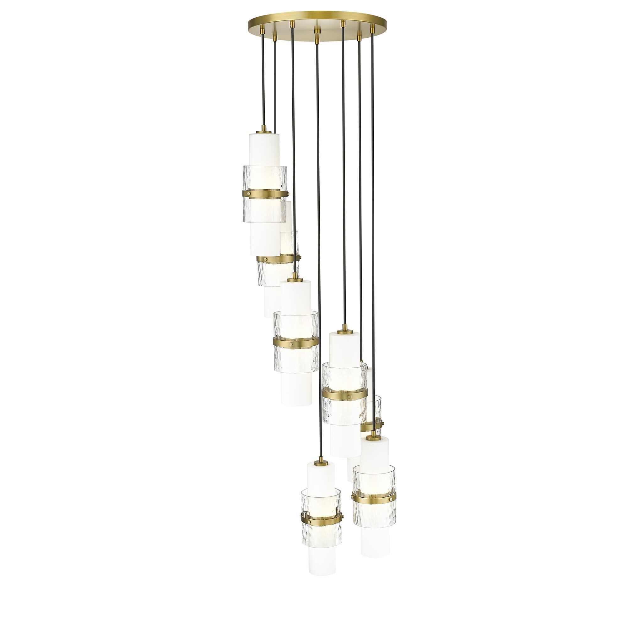 Shown in Modern Gold finish and Clear + Etched Opal glass and Clear + Etched Opal shade