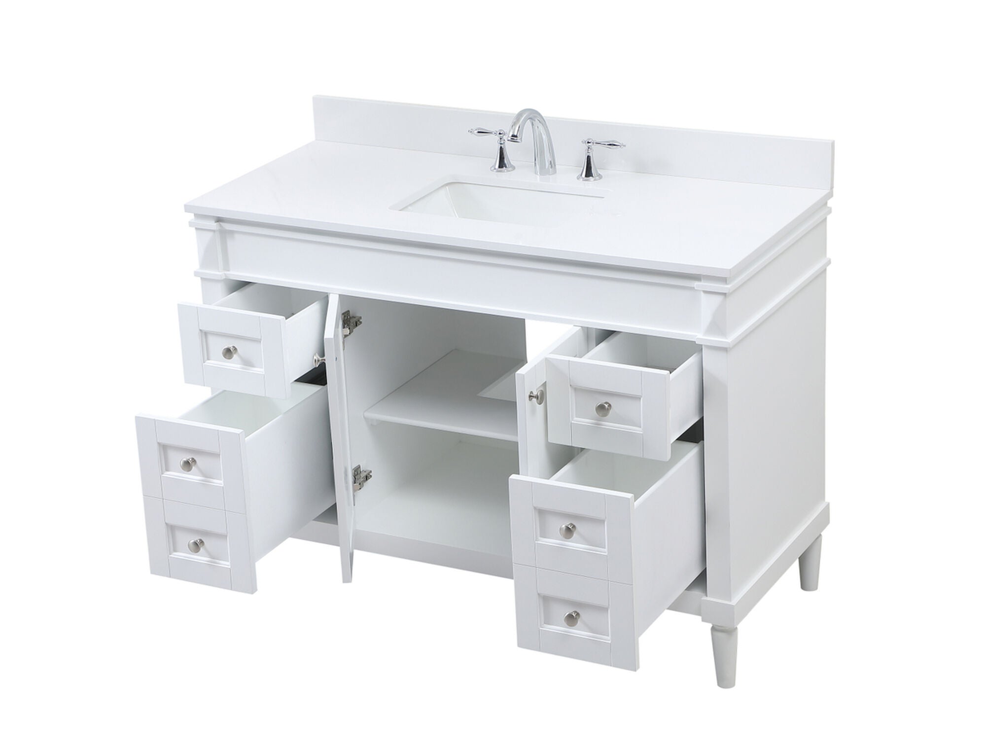 Shown in White finish and Backsplash accent