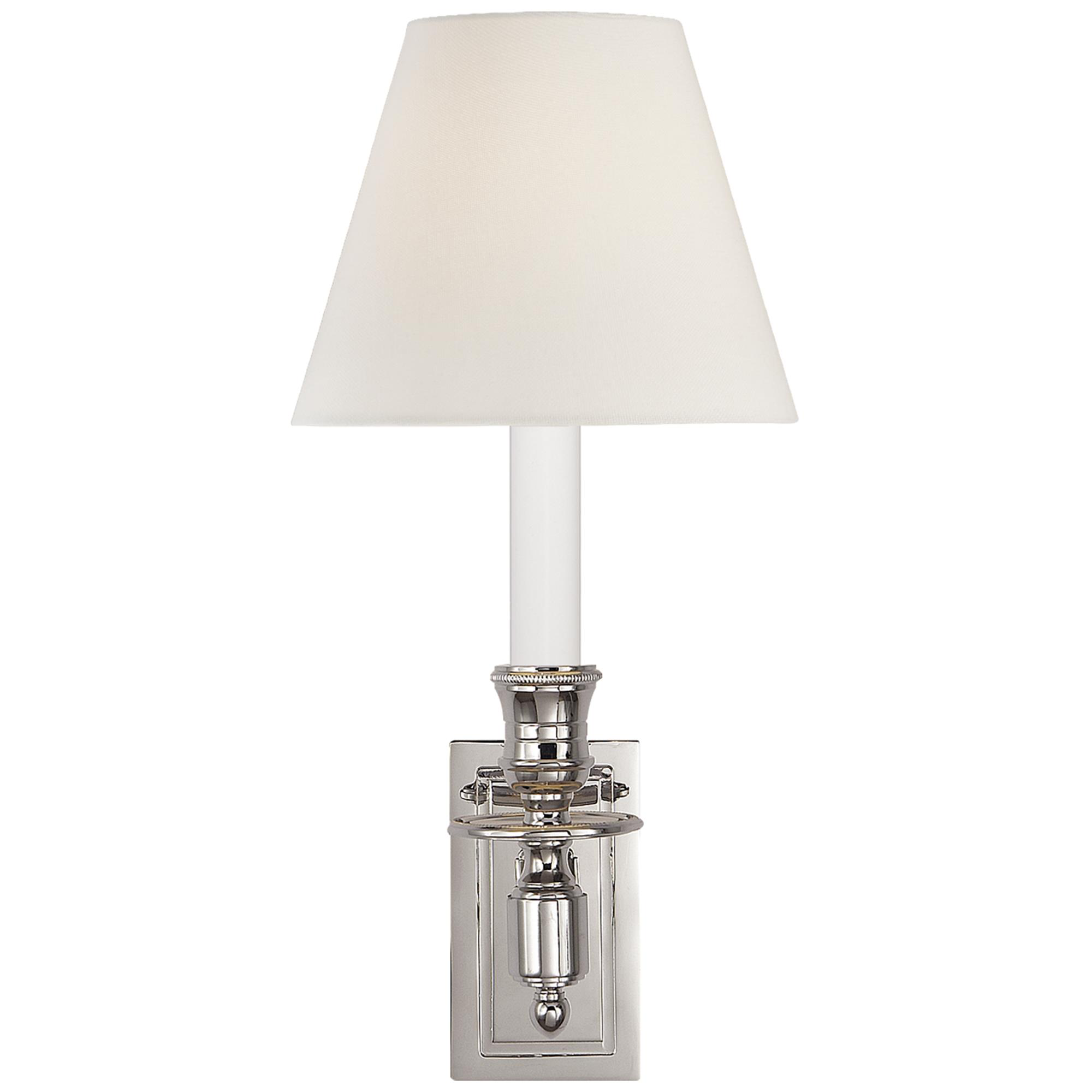 Shown in Polished Nickel finish and Linen shade