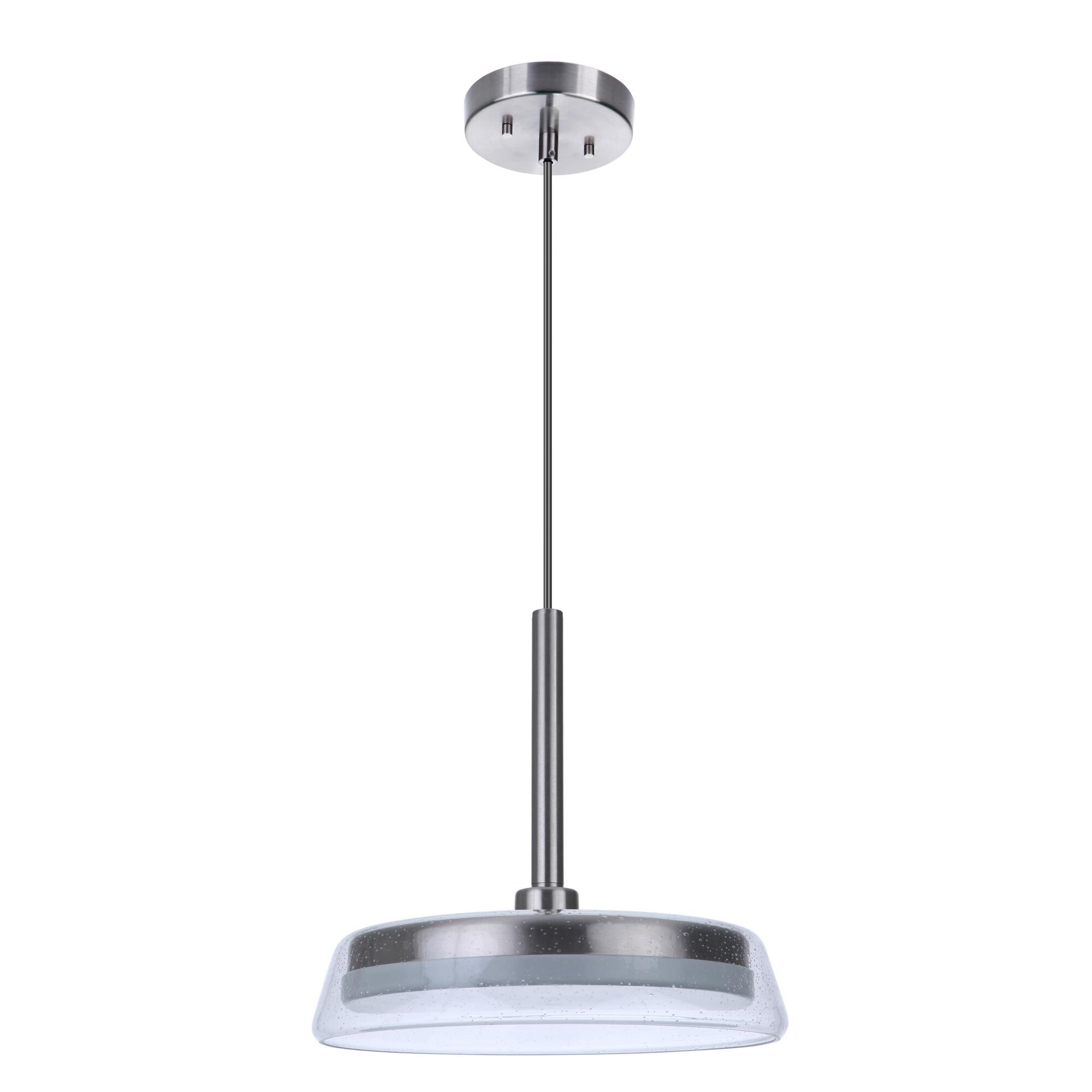 Shown in Brushed Polished Nickel finish and Clear Seeded glass and Glass shade