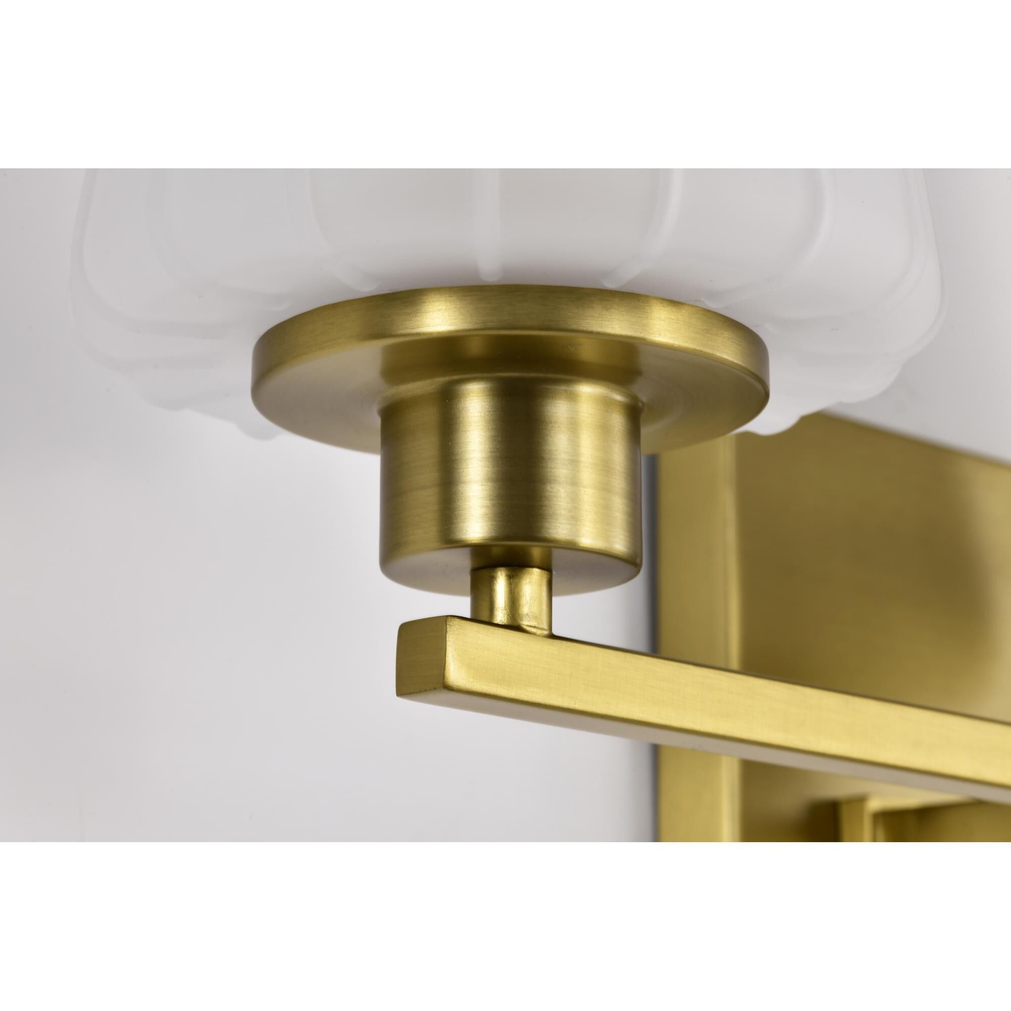 Shown in Vintage Brass finish and Etched White glass