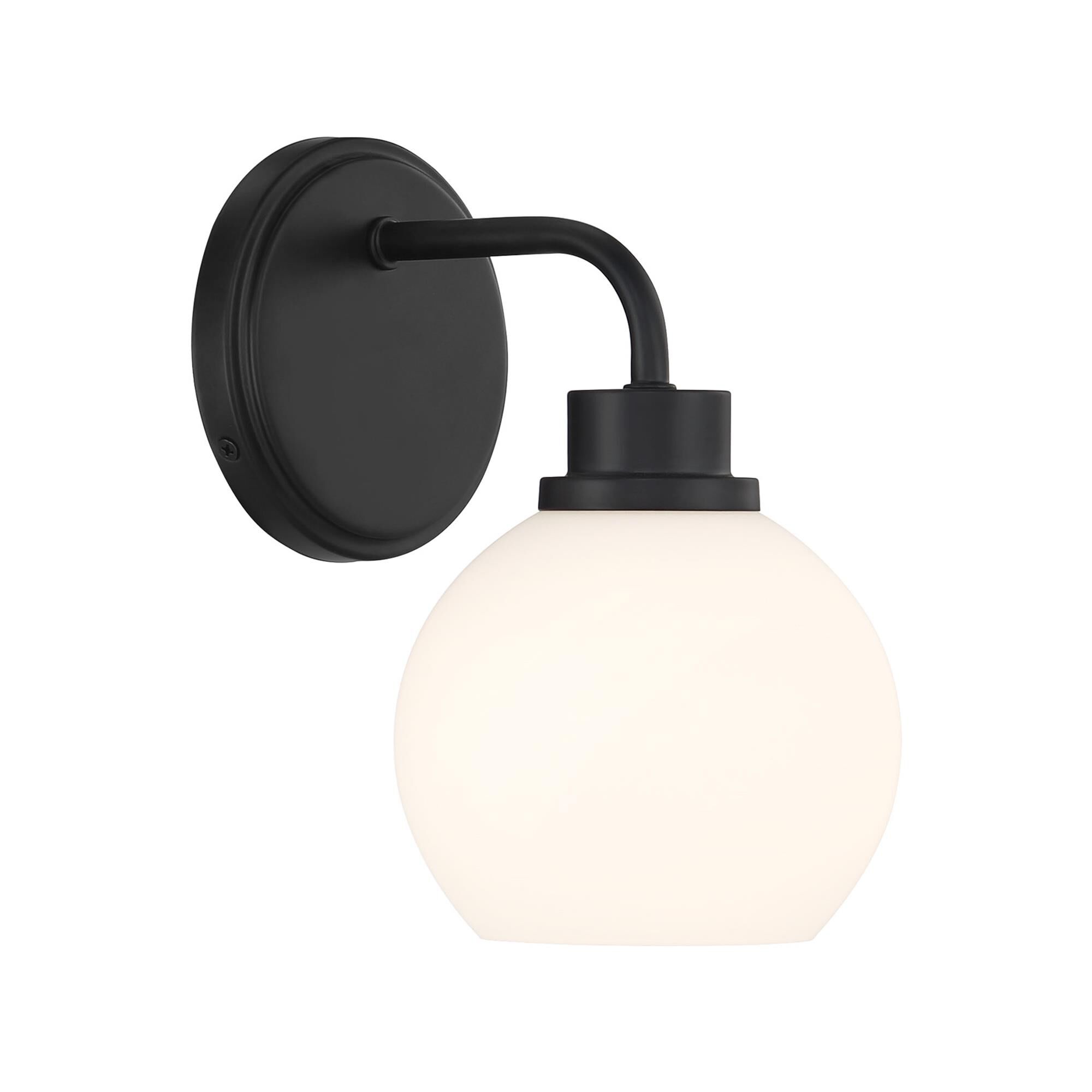 Shown in Matte Black finish and White Opal glass and Glass shade