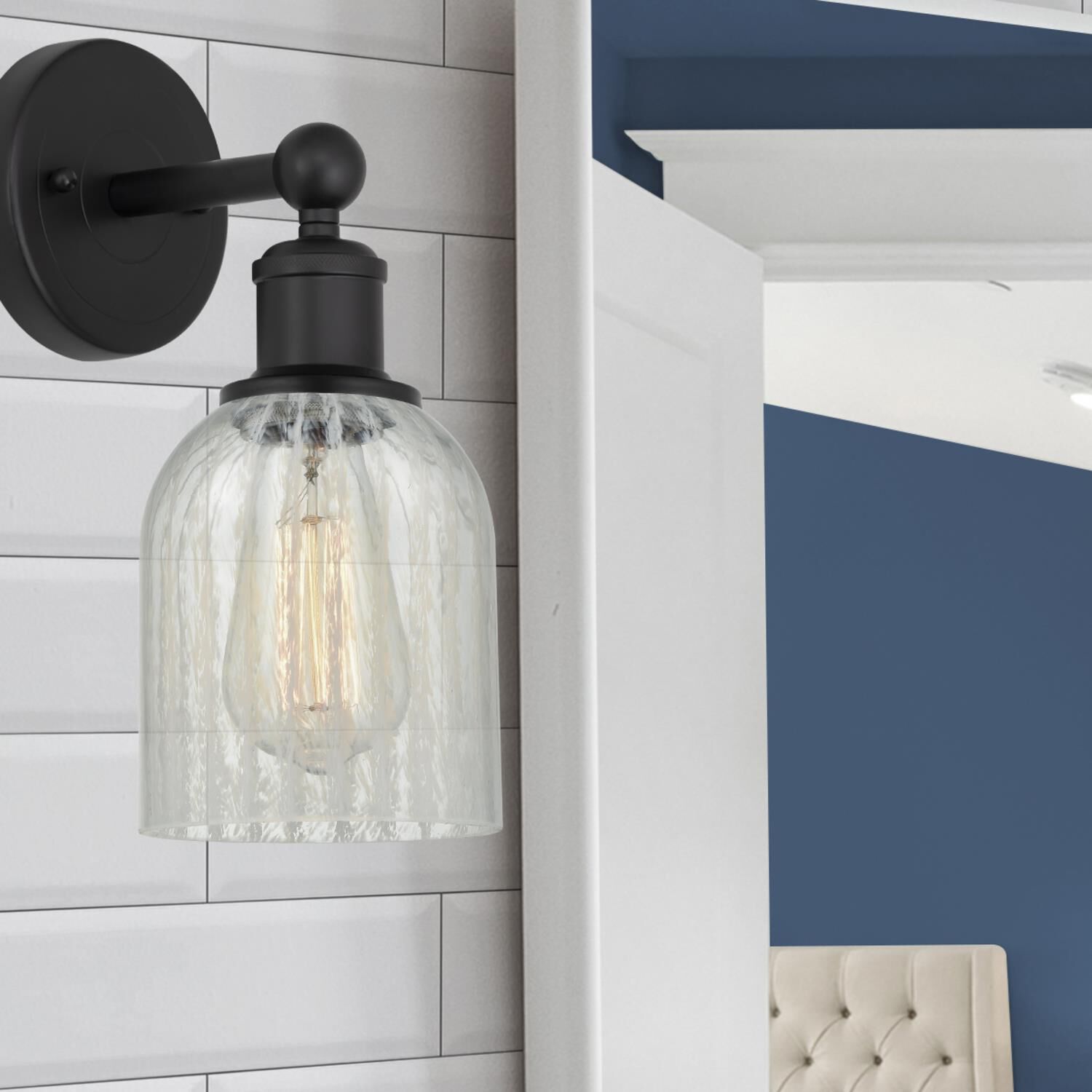 Shown in Matte Black  finish and Mouchette glass