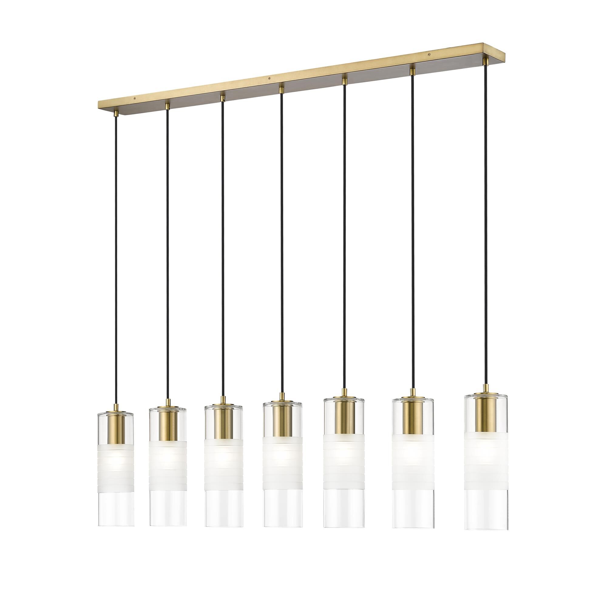 Shown in Modern Gold finish and Clear+frosted glass and Clear+frosted shade