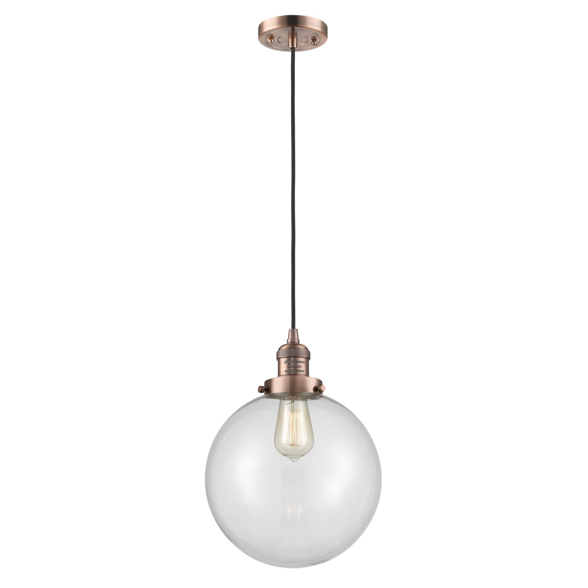 Shown in Antique Copper finish and Clear glass