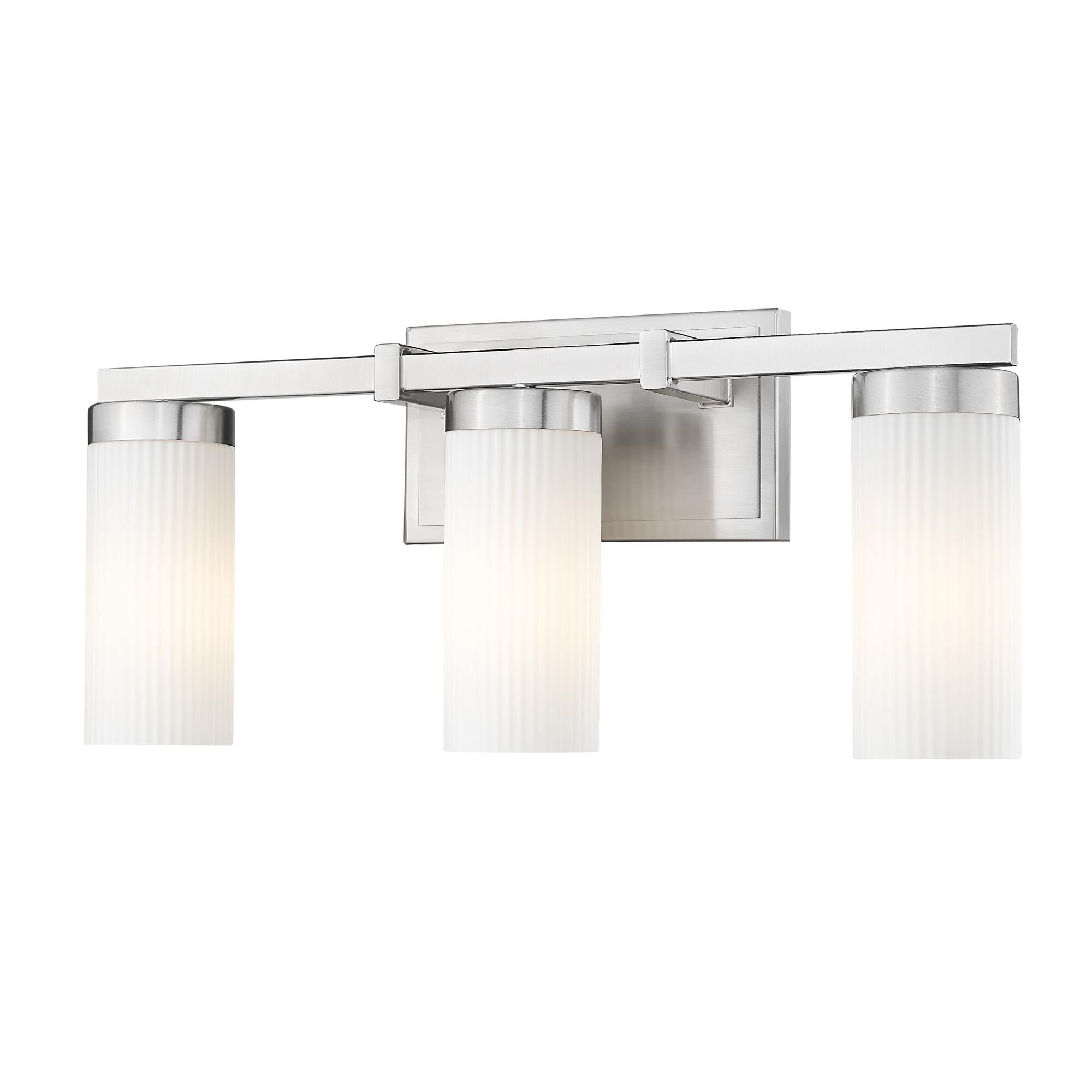 Shown in Brushed Nickel finish and White glass and White shade