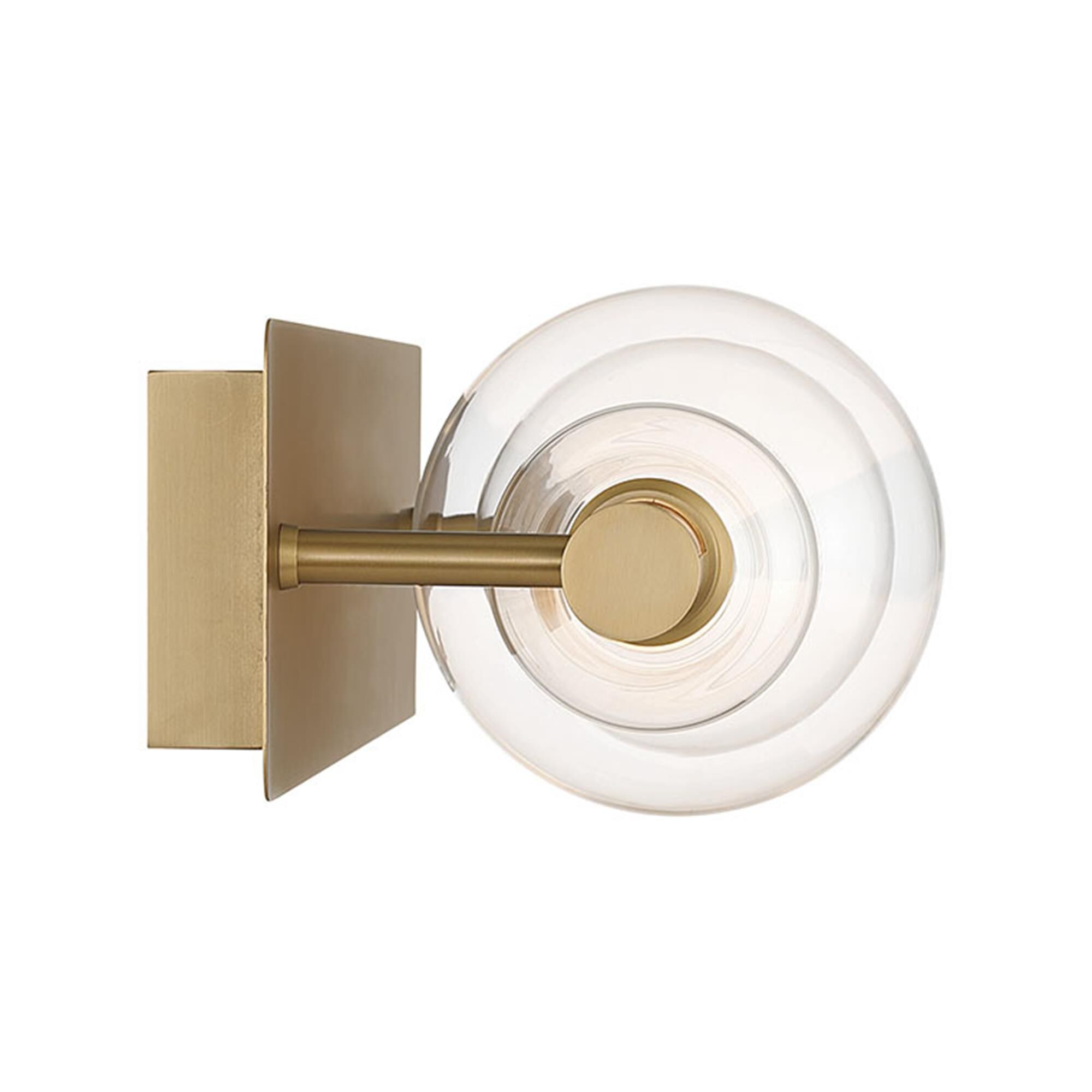 Shown in Gold finish and Clear glass