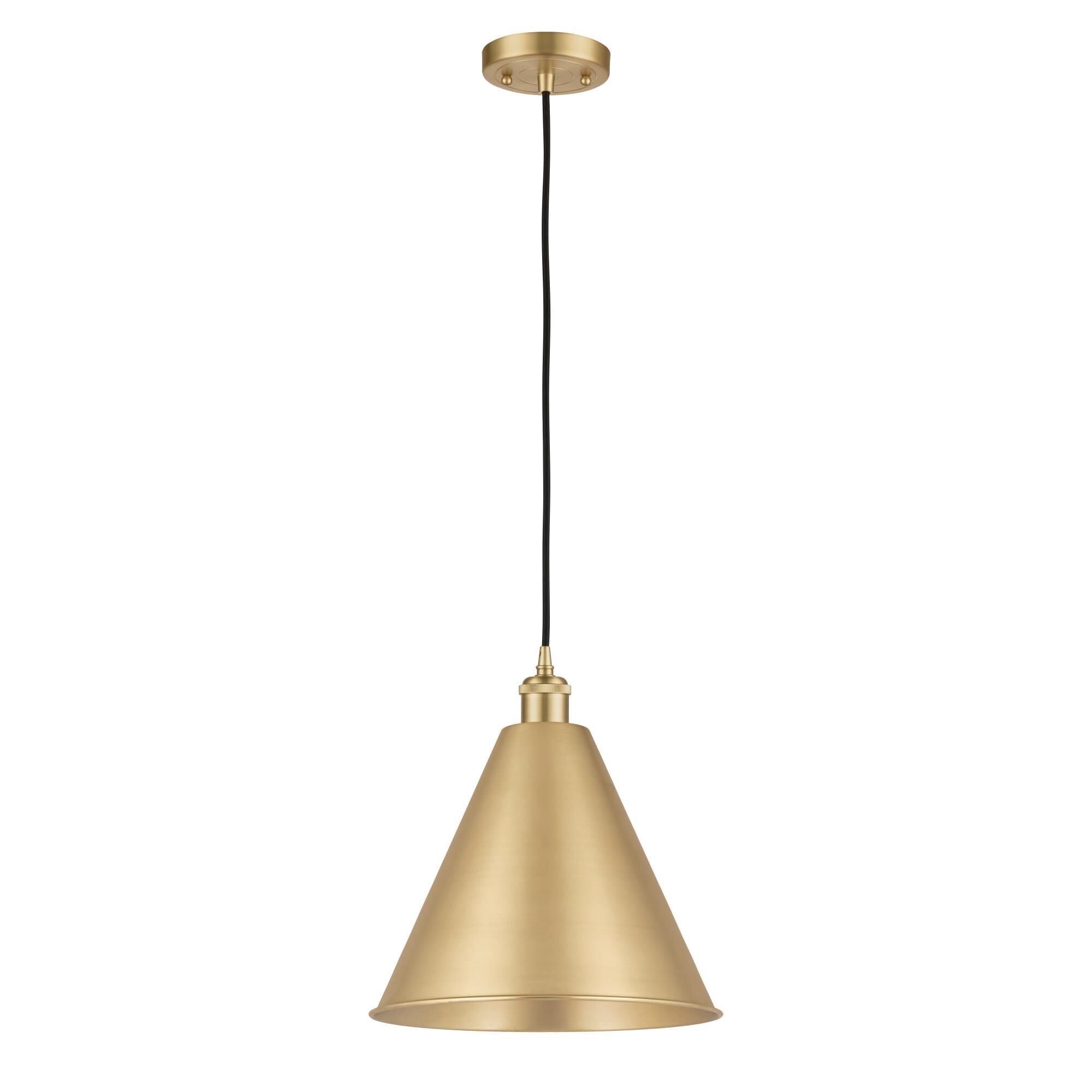 Shown in Satin Gold finish and Matte Black Ballston Cone shade