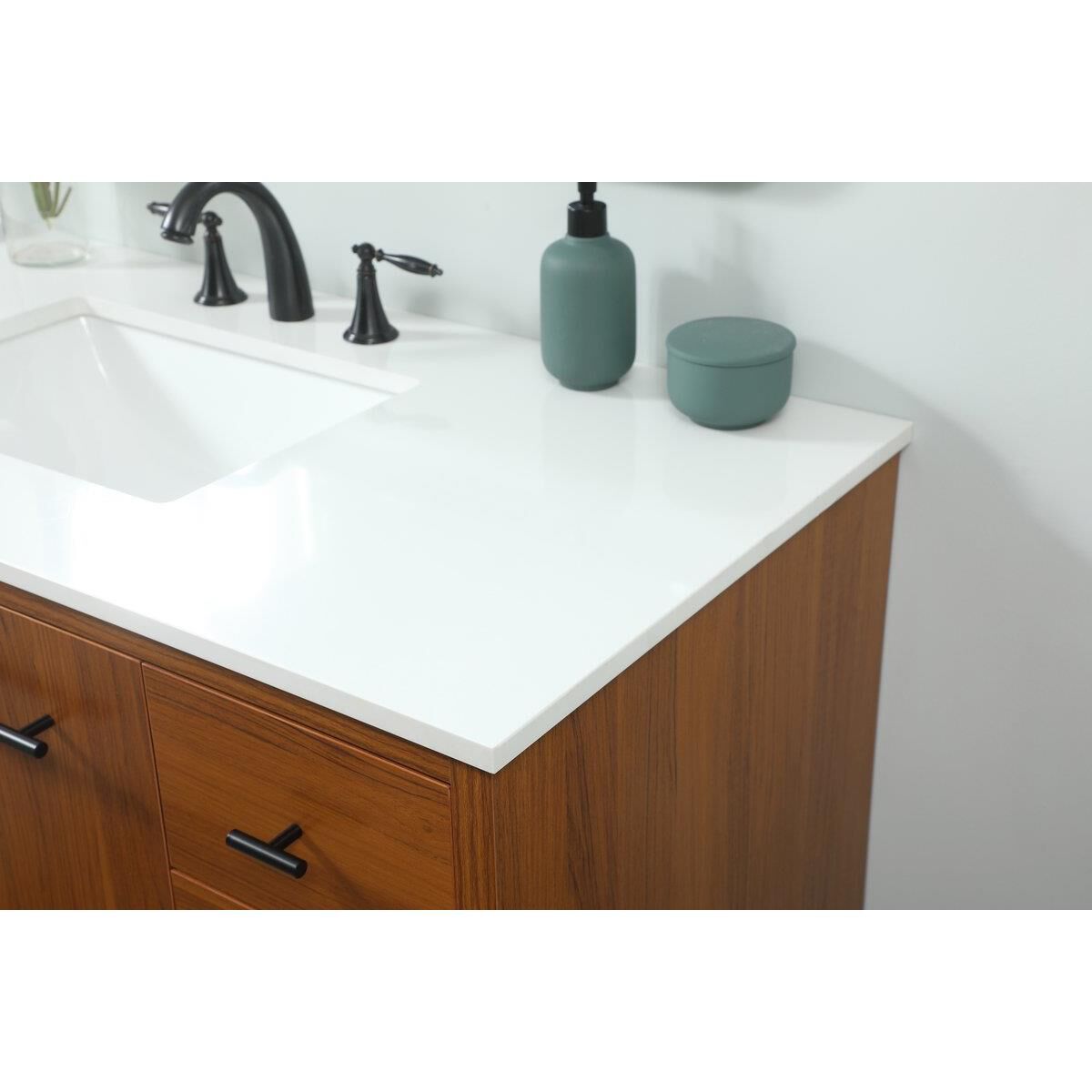 Shown in Teak finish and No Backsplash accent