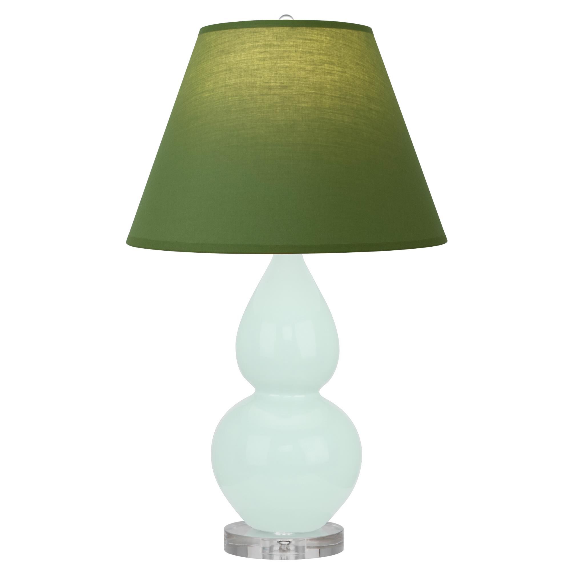 Shown in Mint Glazed finish and Tea Green with Taupe Lining shade and Lucite accent