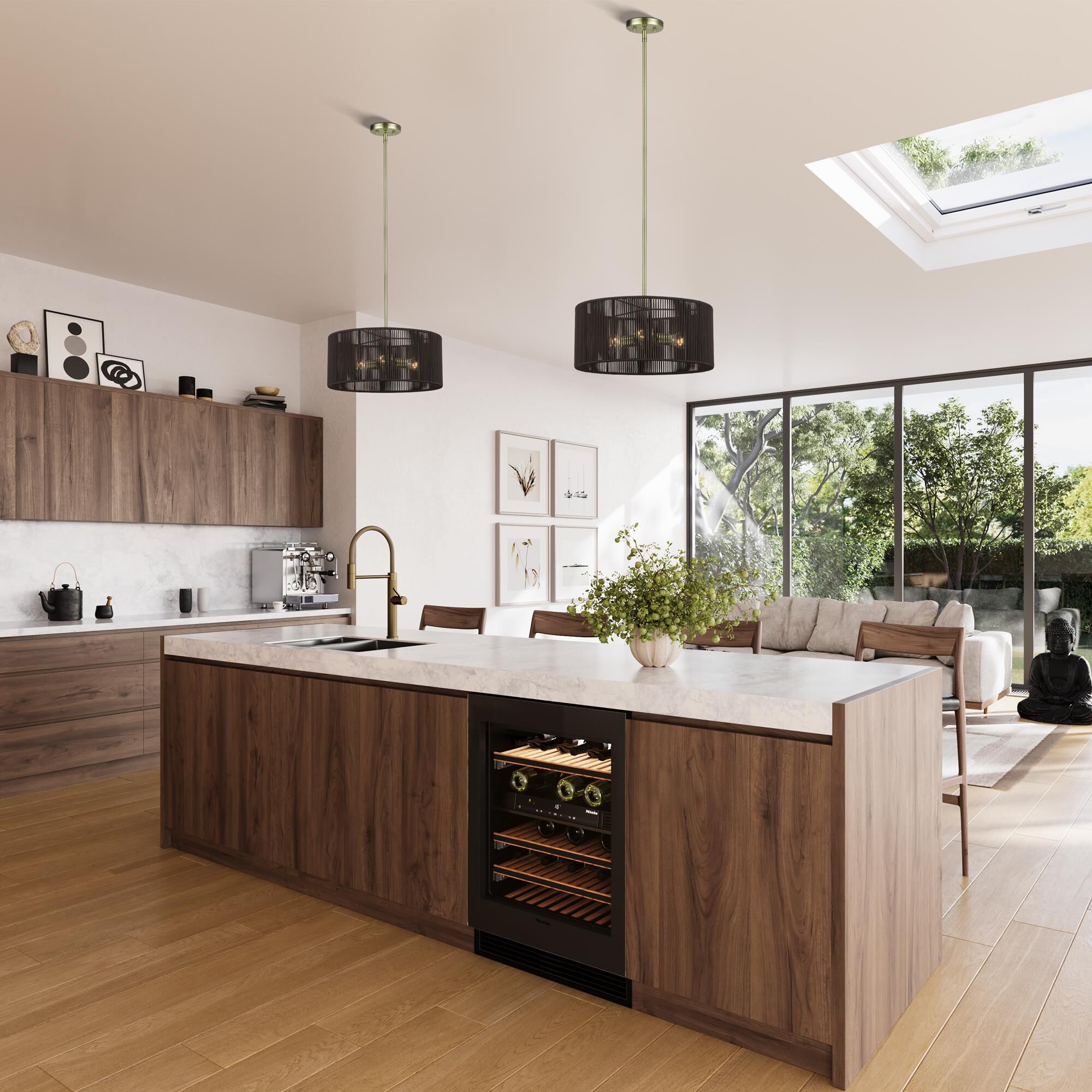 Shown in Antique Brass finish and Hand-Woven Dark Chocolate Color Polyester Rope shade