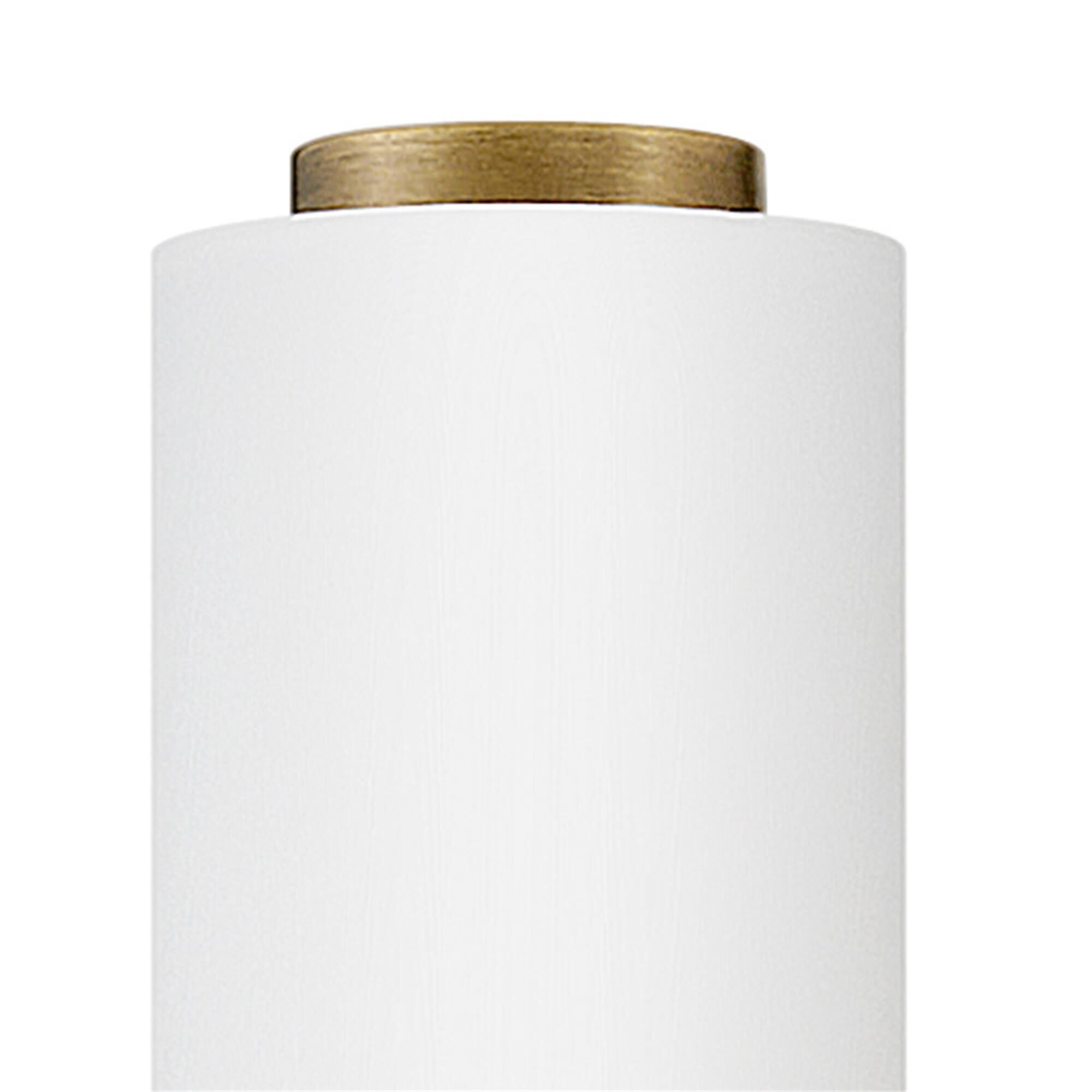 Shown in Lacquered Brass finish and Etched White glass
