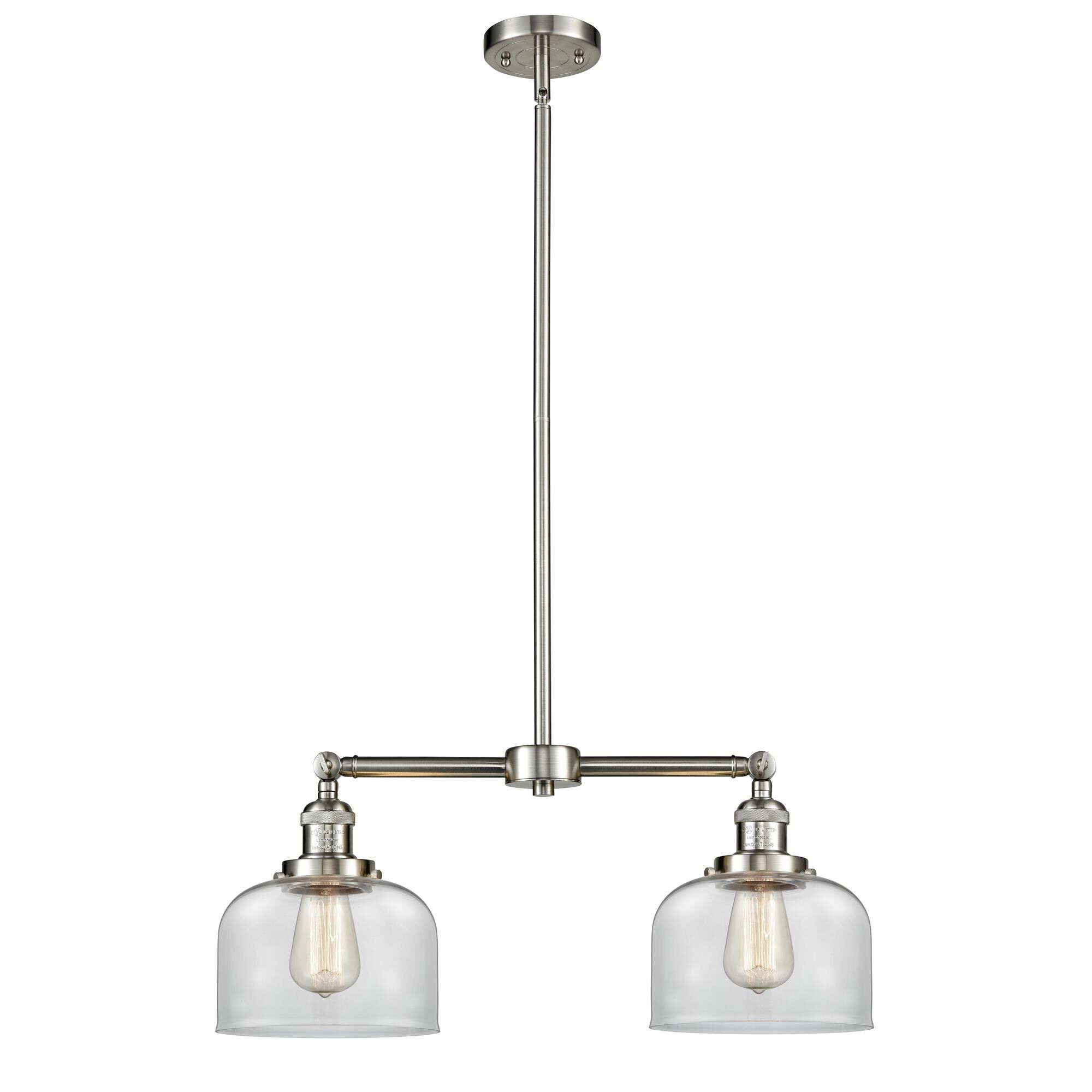 Shown in Brushed Satin Nickel finish and Clear glass