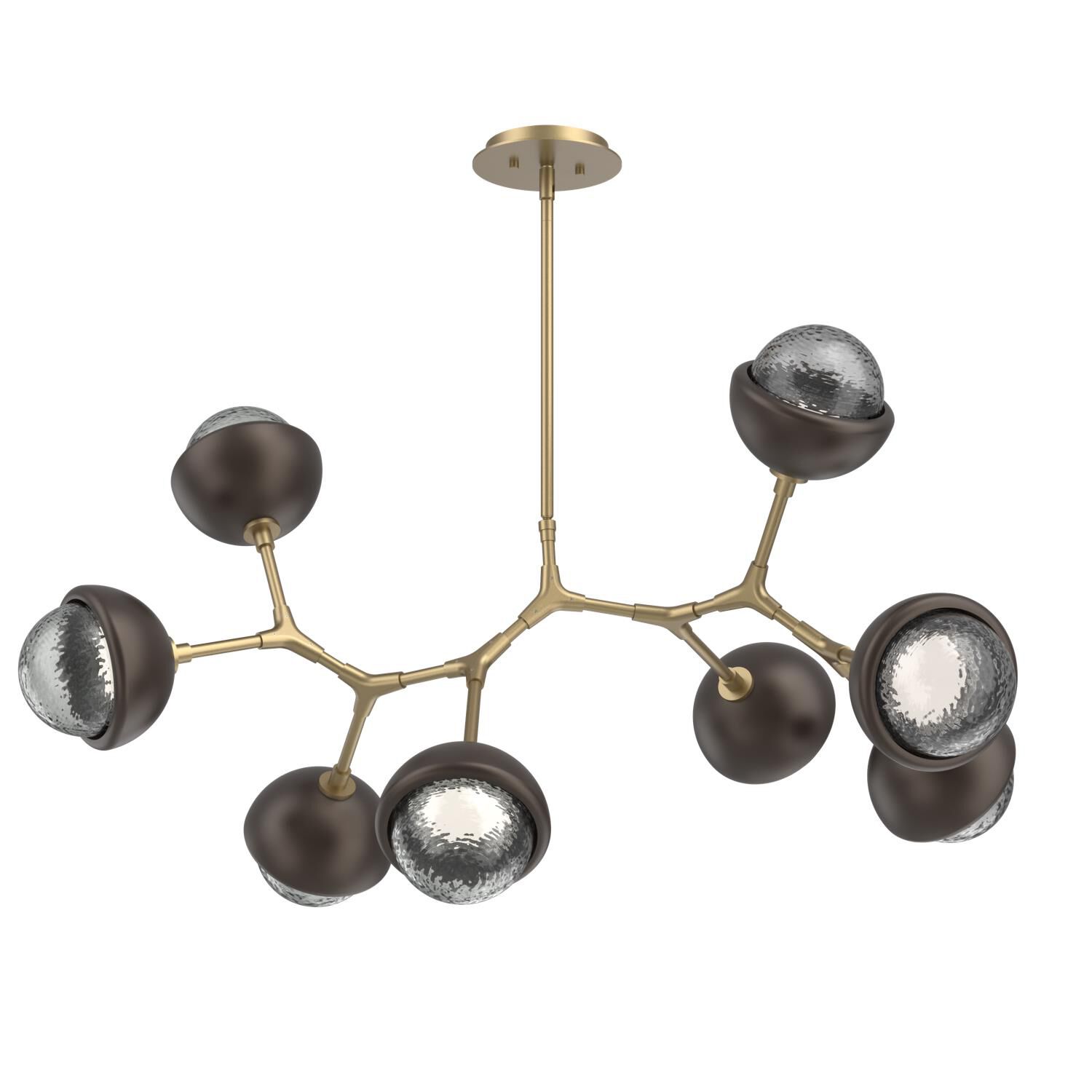 Shown in Gilded Brass finish and Smoke glass and Flat Bronze accent