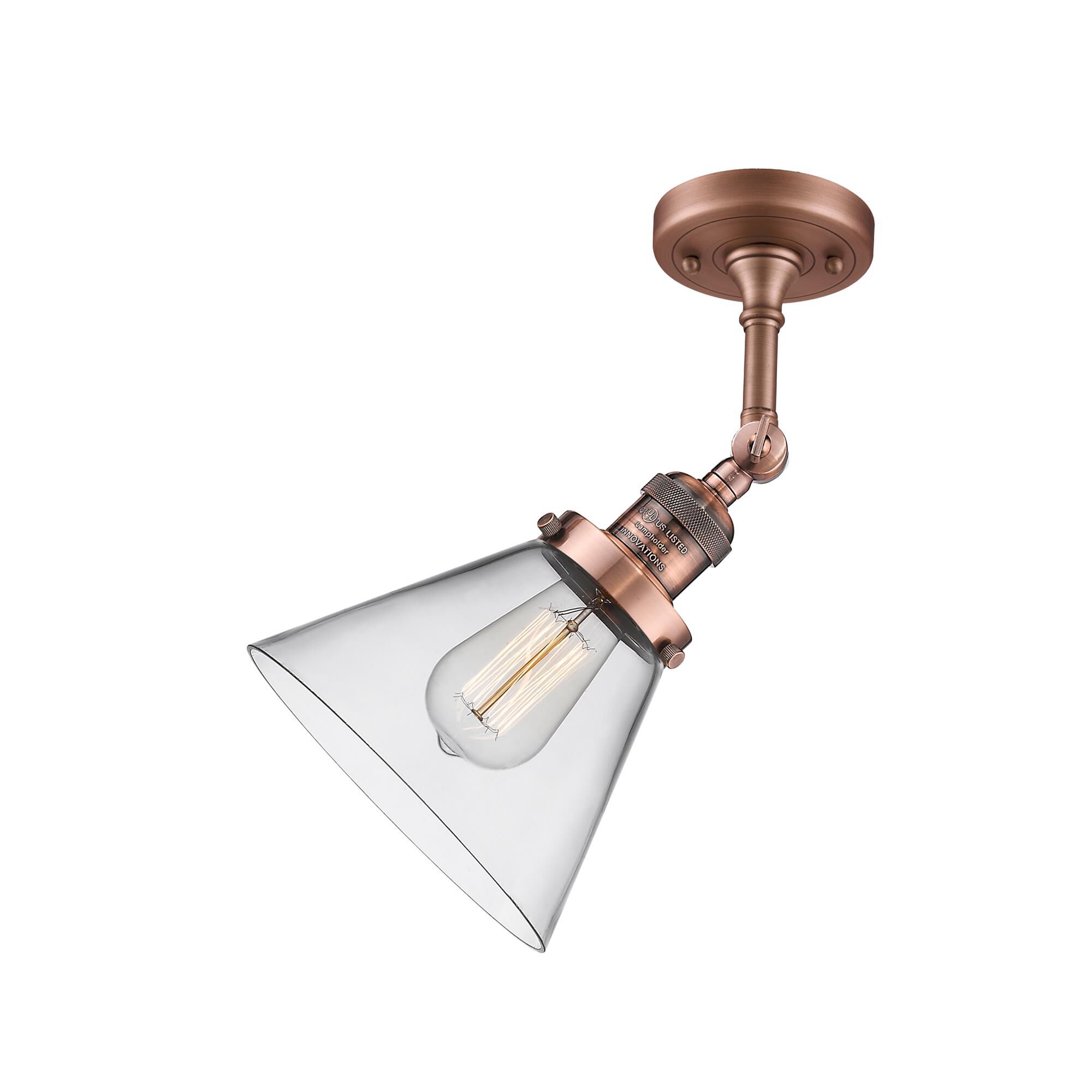Shown in Antique Copper finish and Clear glass
