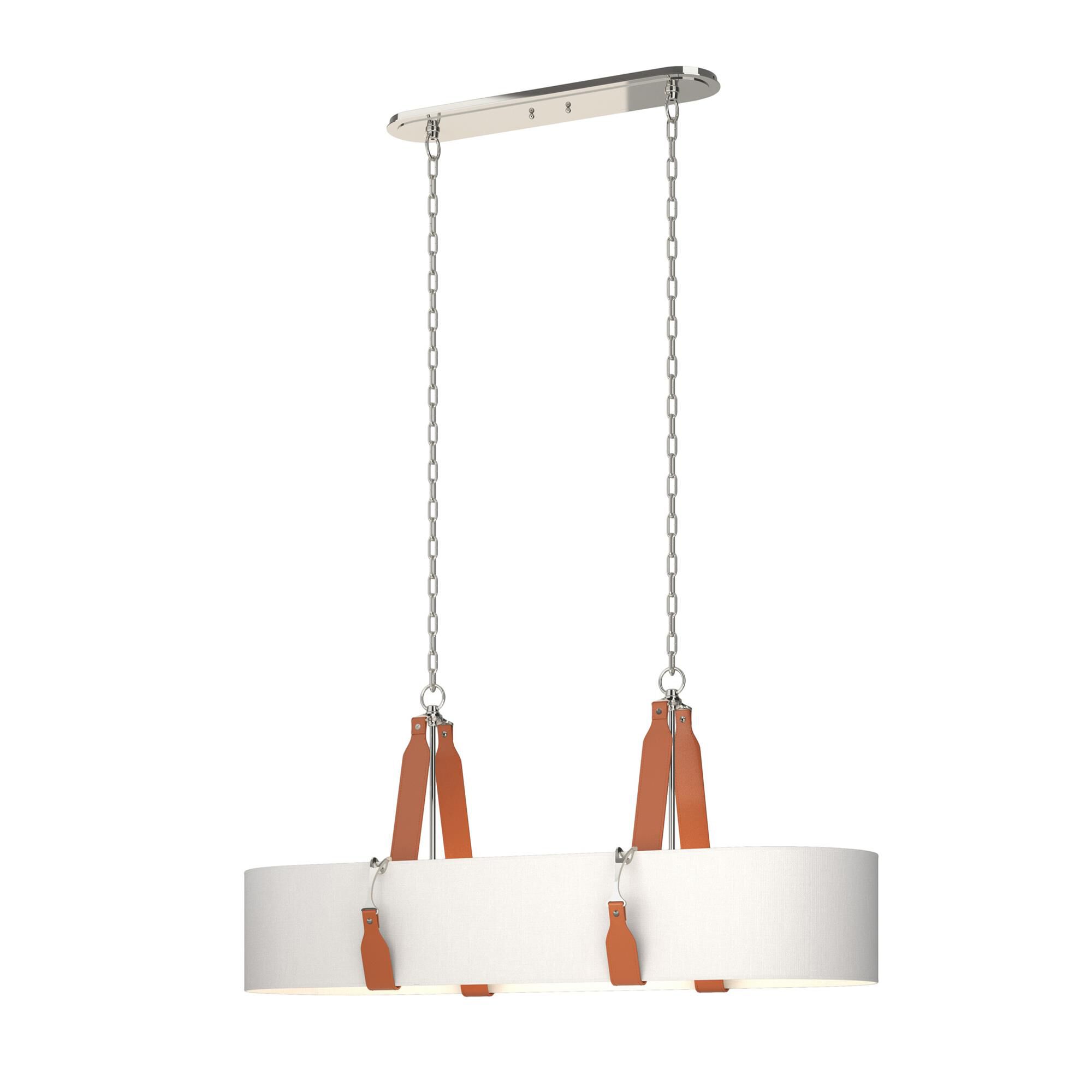 Shown in Polished Nickel finish and Natural Anna shade and Leather Chestnut accent