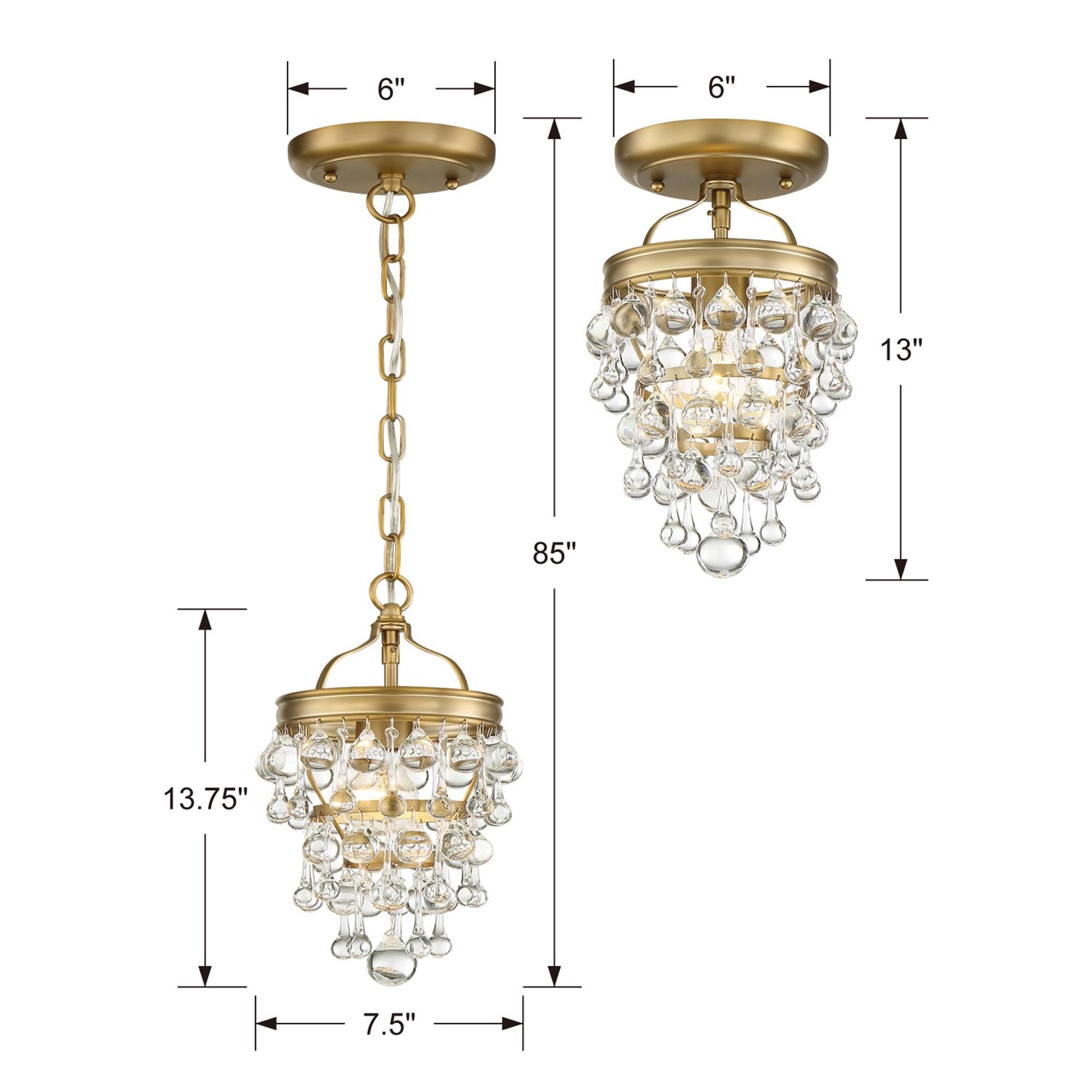 Shown in Vibrant Gold finish and Clear Glass Drops crystal
