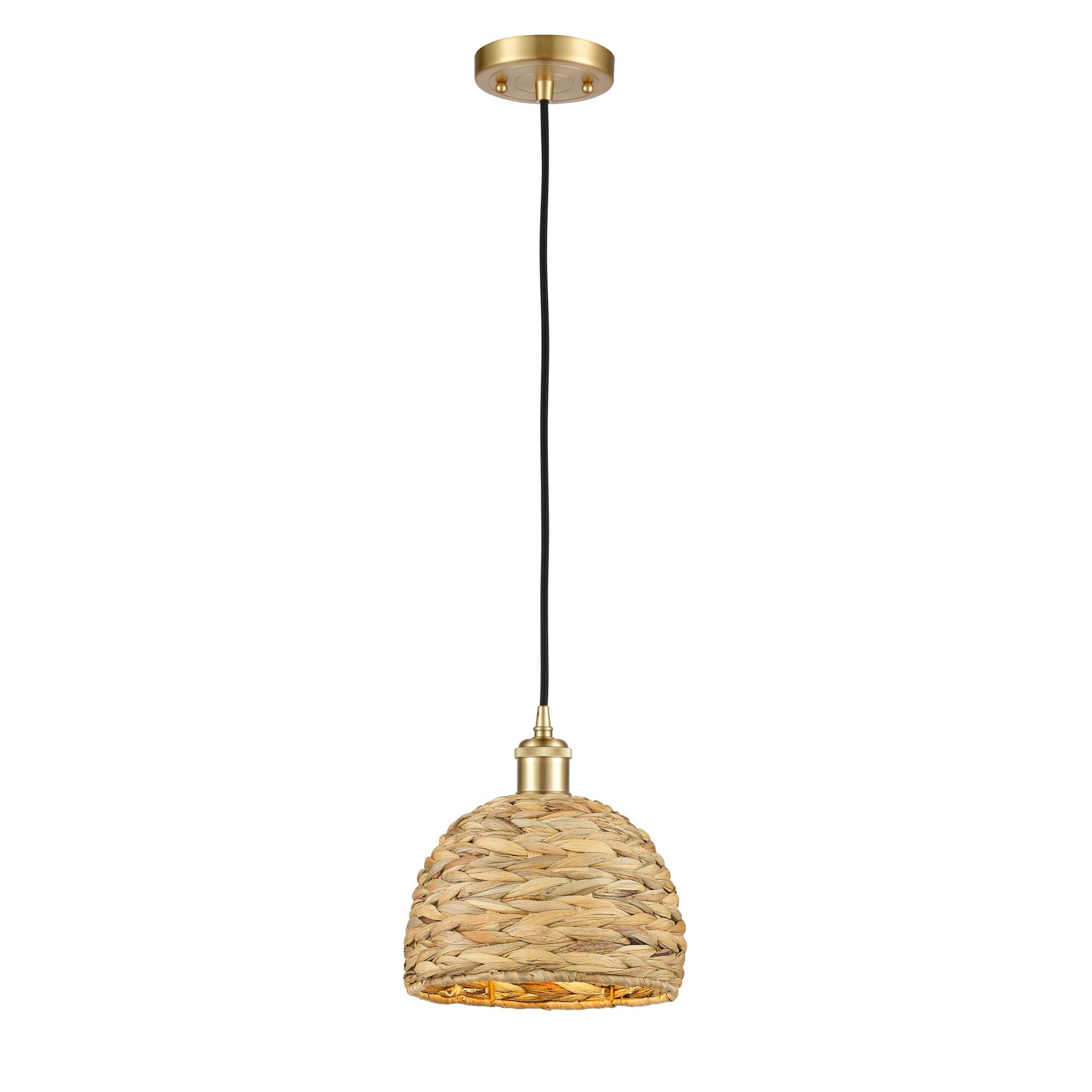 Bruno Marashlian Woven Rattan 8 Inch Mini Pendant by Innovations Lighting