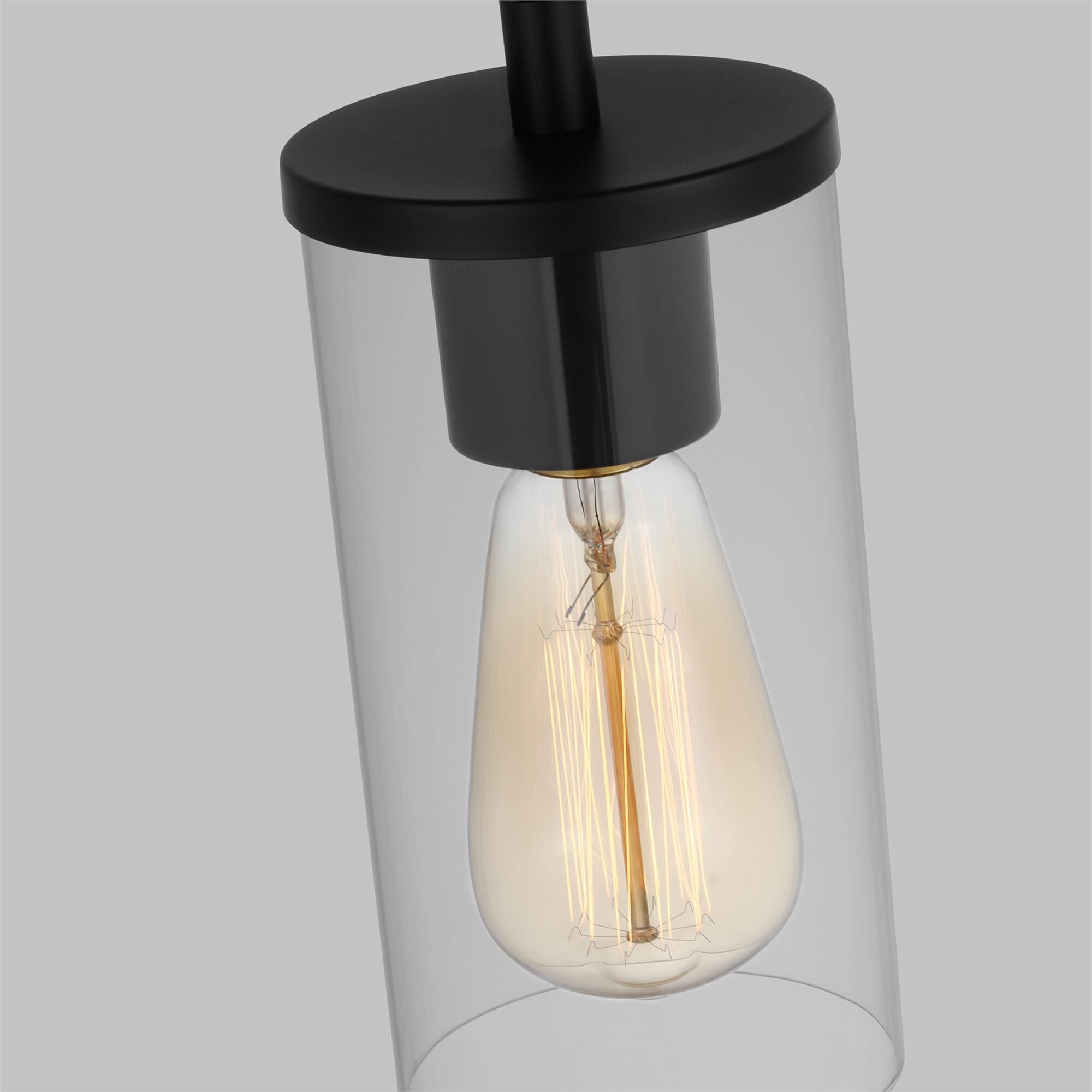 Shown in Midnight Black finish and Clear Glass shade