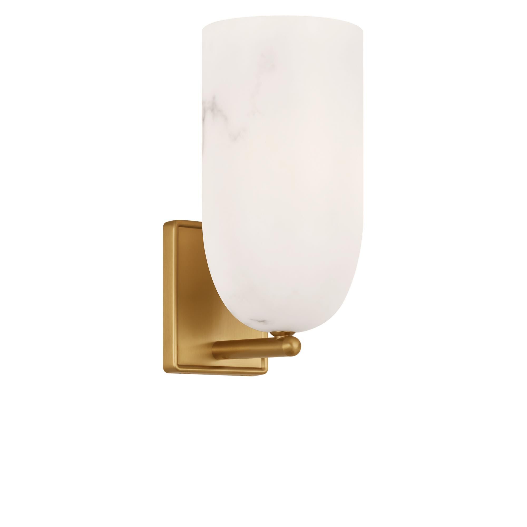 Shown in Burnished Brass finish and Faux Alabaster Resin shade