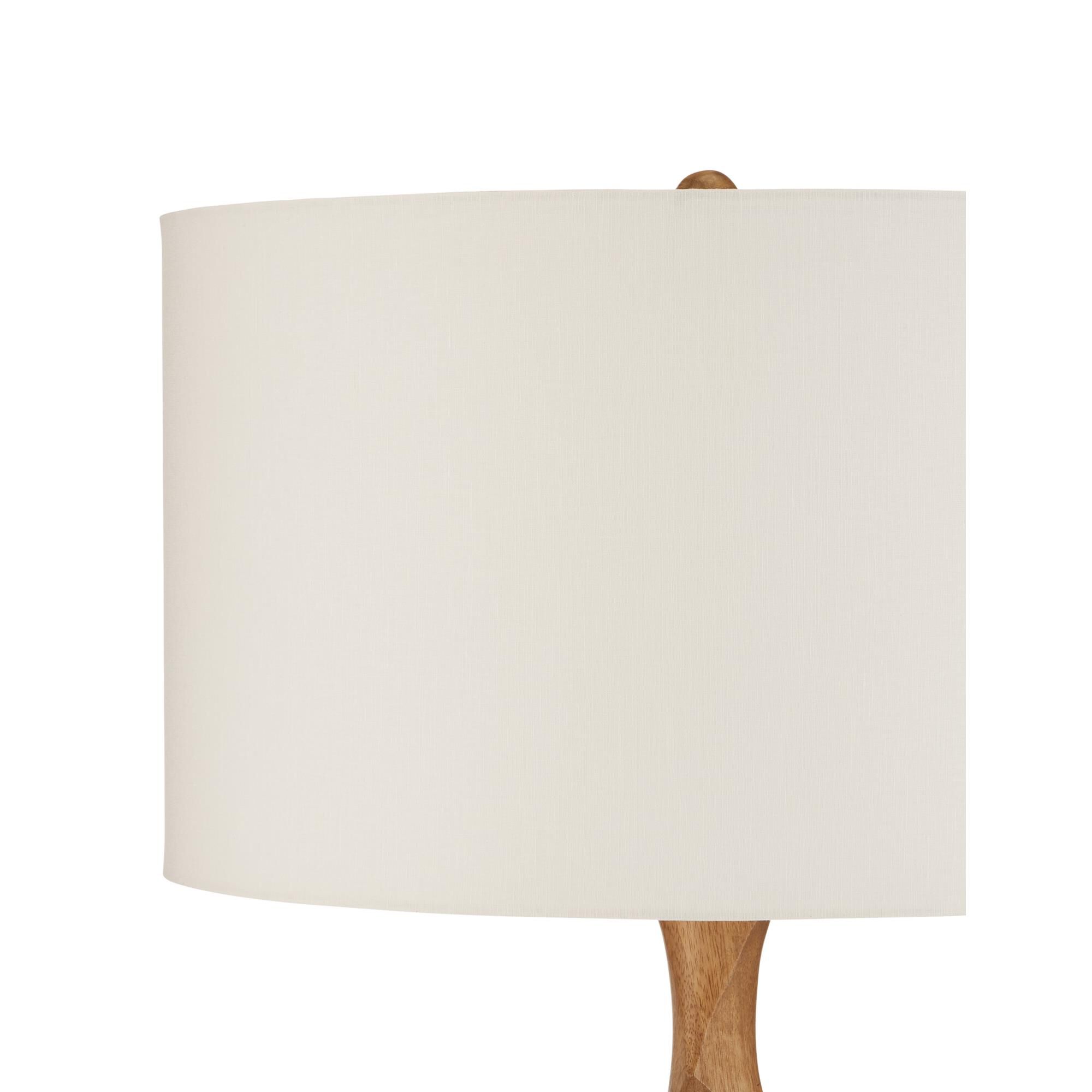 Shown in Natural/Brass finish and Off-White Shantung shade