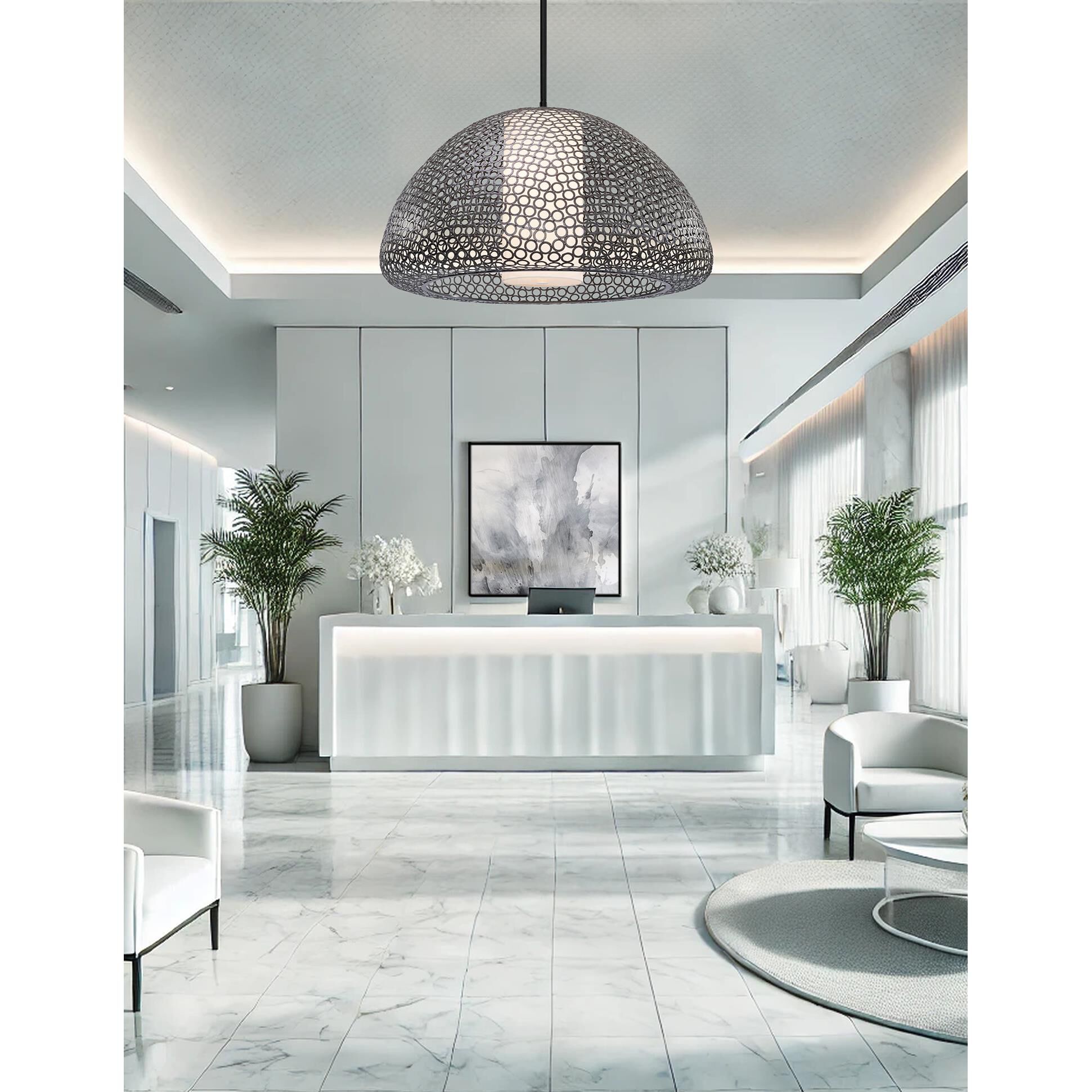 Shown in Bronze finish and Cream Linen Fabric shade