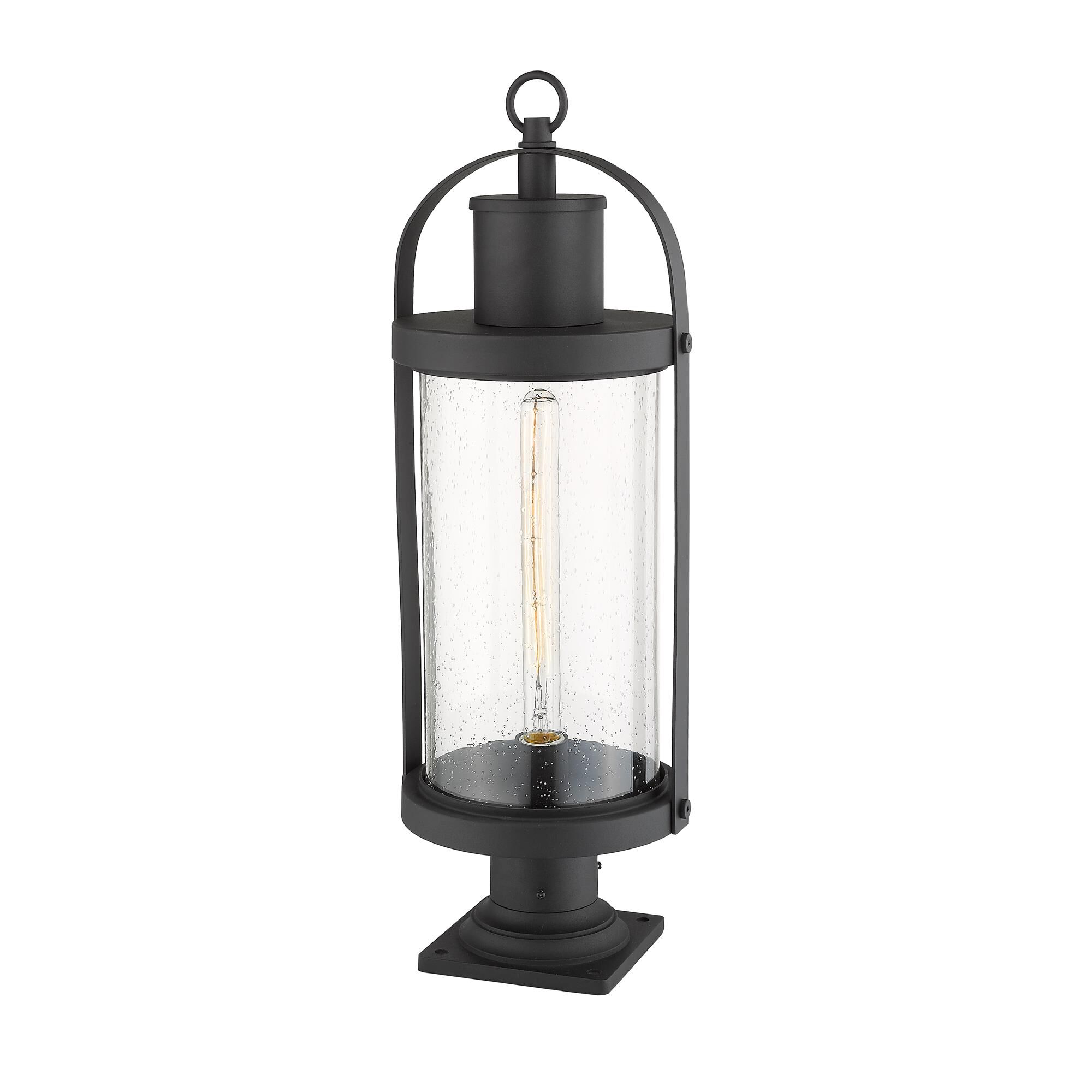 Shown in Black finish and Glass shade