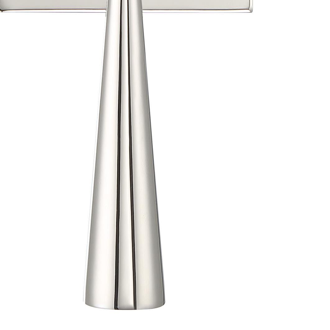 Shown in Polished Nickel finish and Silk glass and White shade